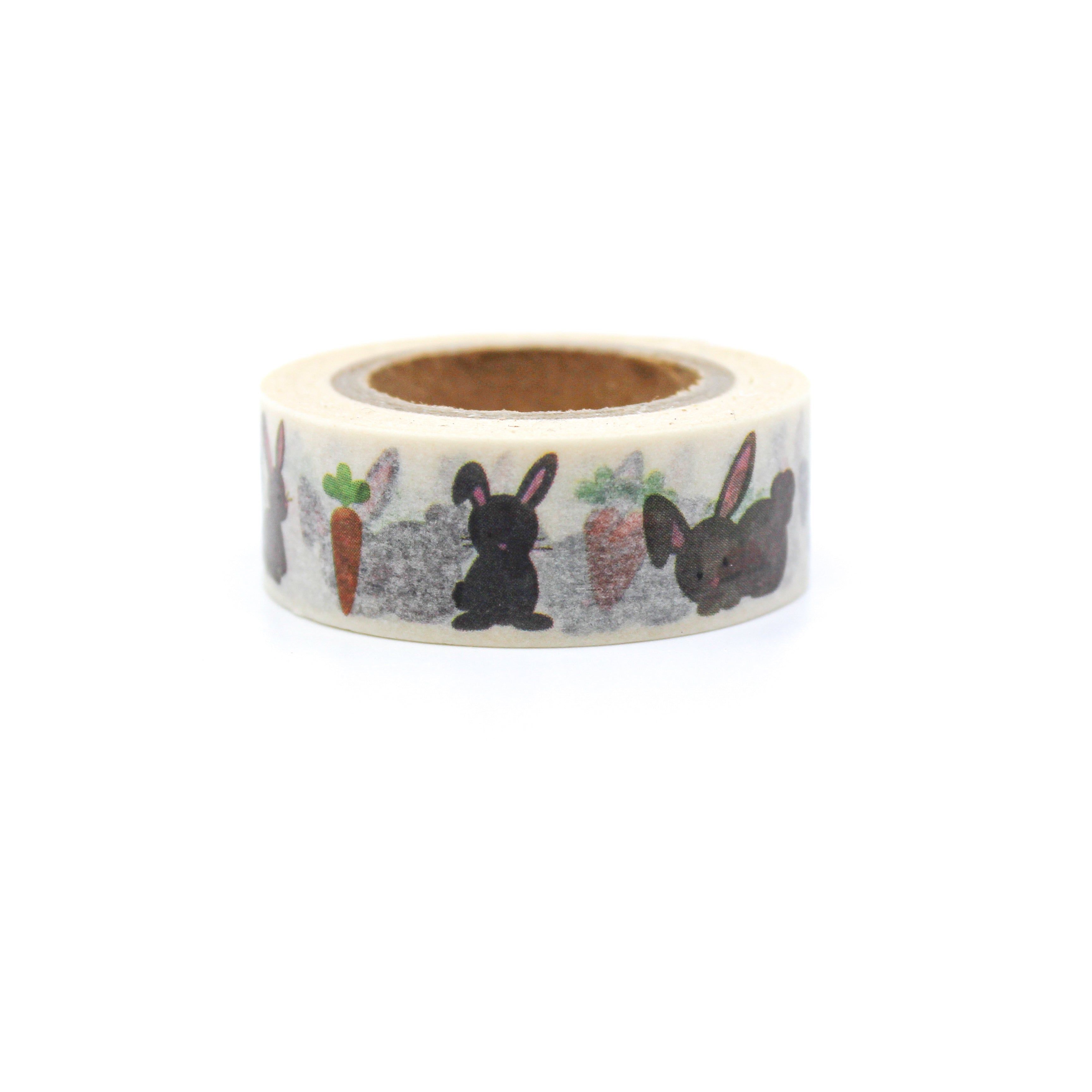 This is a black rabbit and orange carrots with white background washi tapes from BBB Supplies Craft Shop