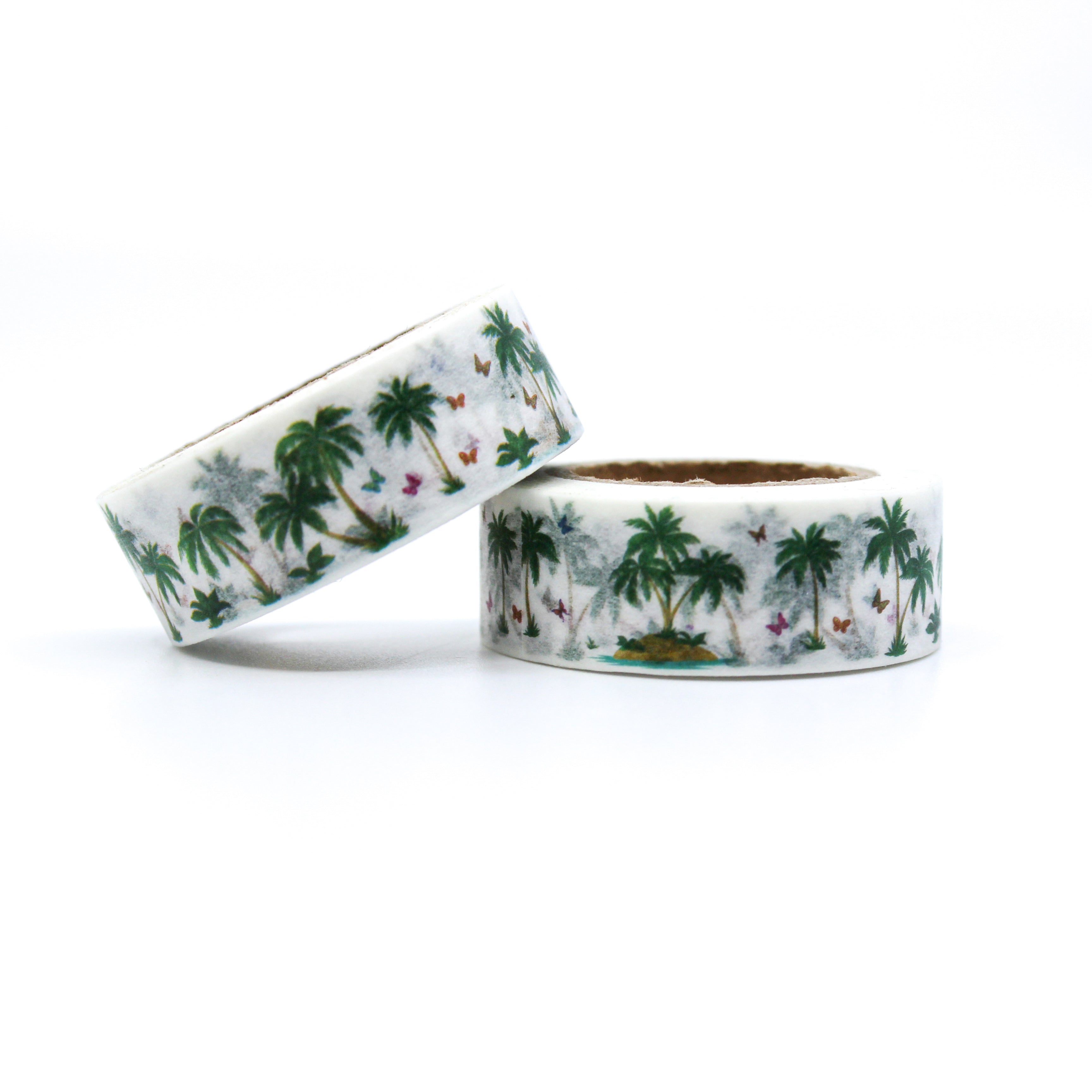 This is an island green palm tree for your Journal Supplies, Scrapbooking washi tapes from BBB Supplies Craft Shop
