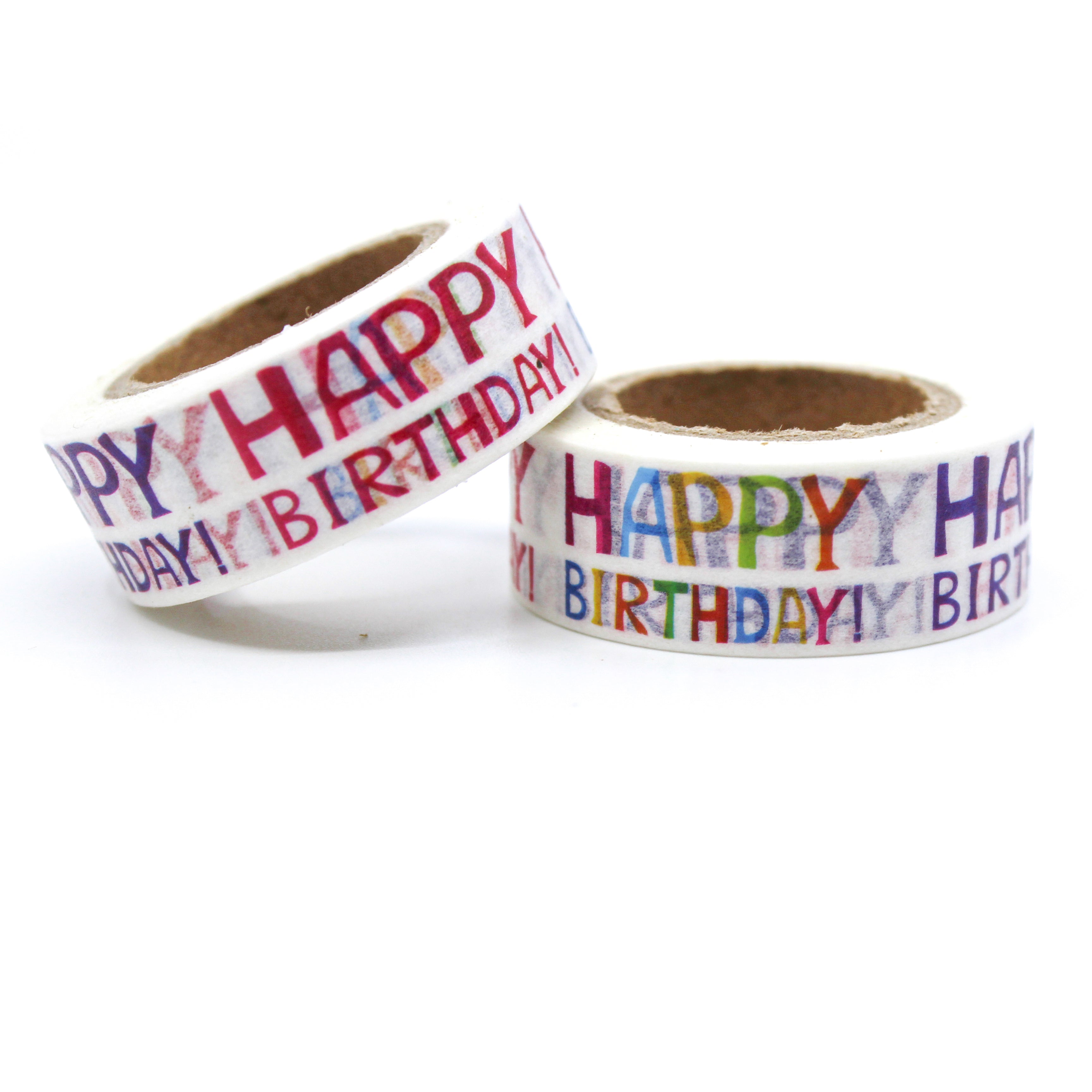 This is a Red, black and rainbow color happy birthday phrase for your Journal Supplies, Scrapbooking washi tapes from BBB Supplies Craft Shop