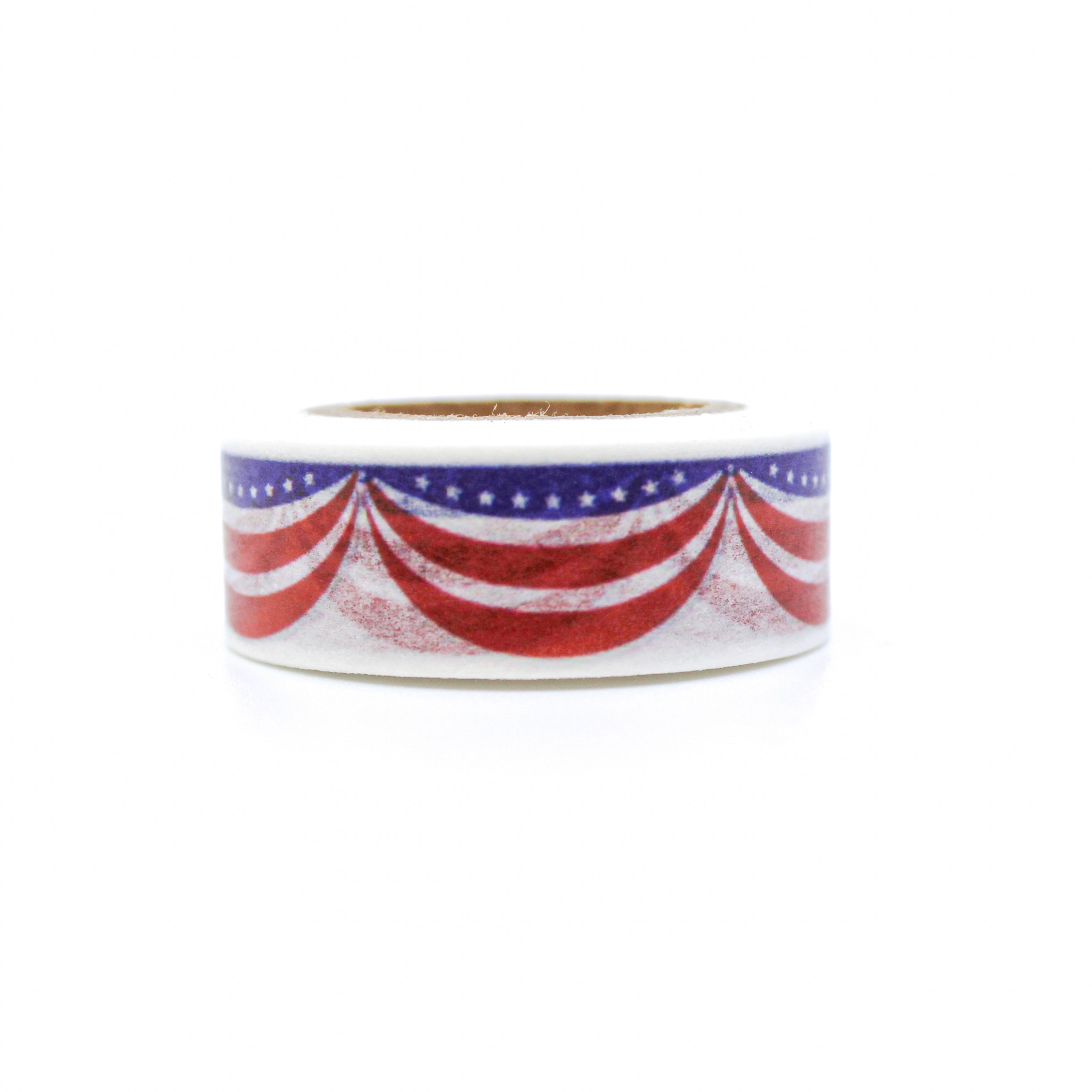This is an American flag in a fourth of July with white background washi tapes from BBB Supplies Craft Shop