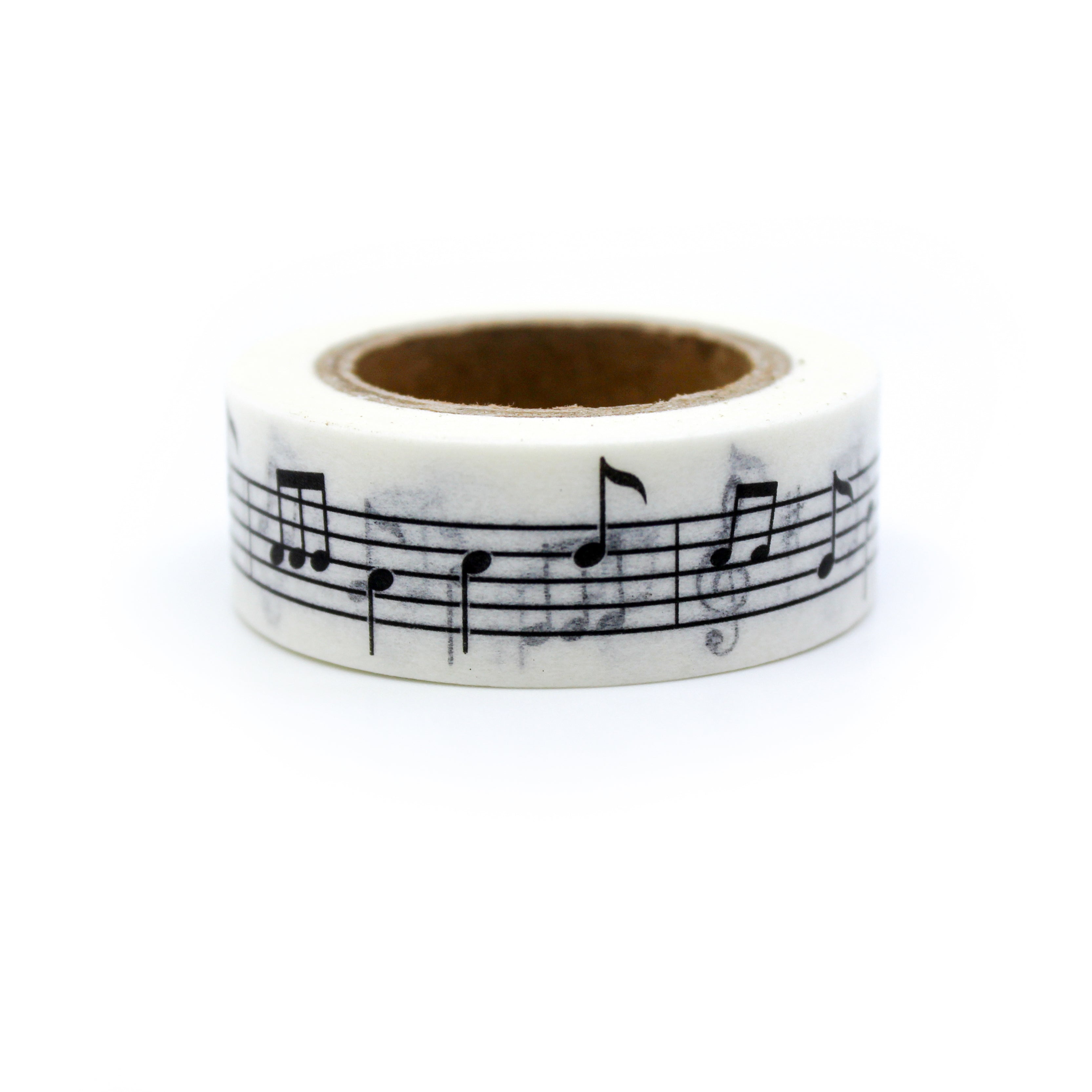 This is a collection of black musical notes with white background washi tapes from BBB Supplies Craft Shop