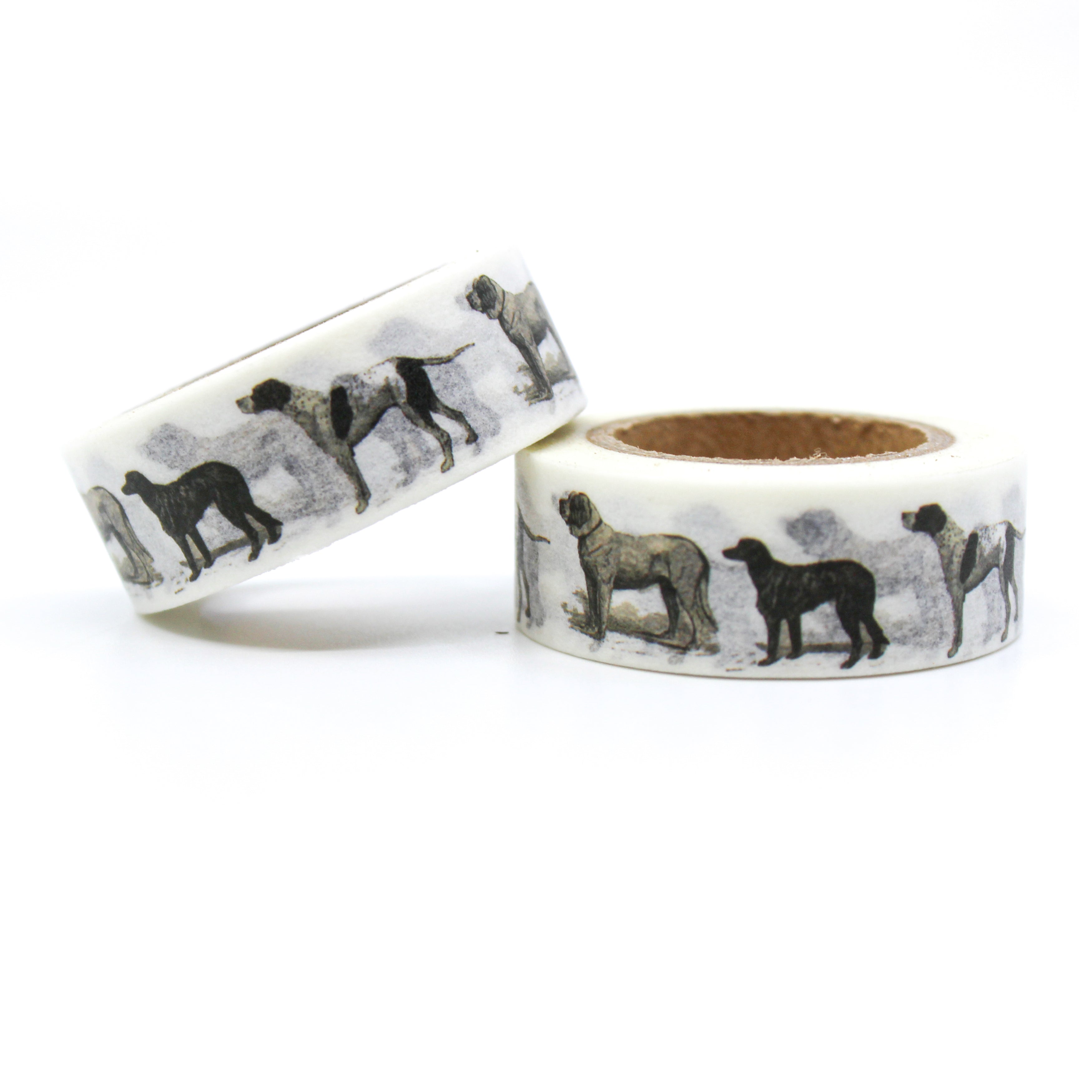 This is a black and white old graphics classic dogs for Journal Supplies, Scrapbooking washi tapes from BBB Supplies Craft Shop