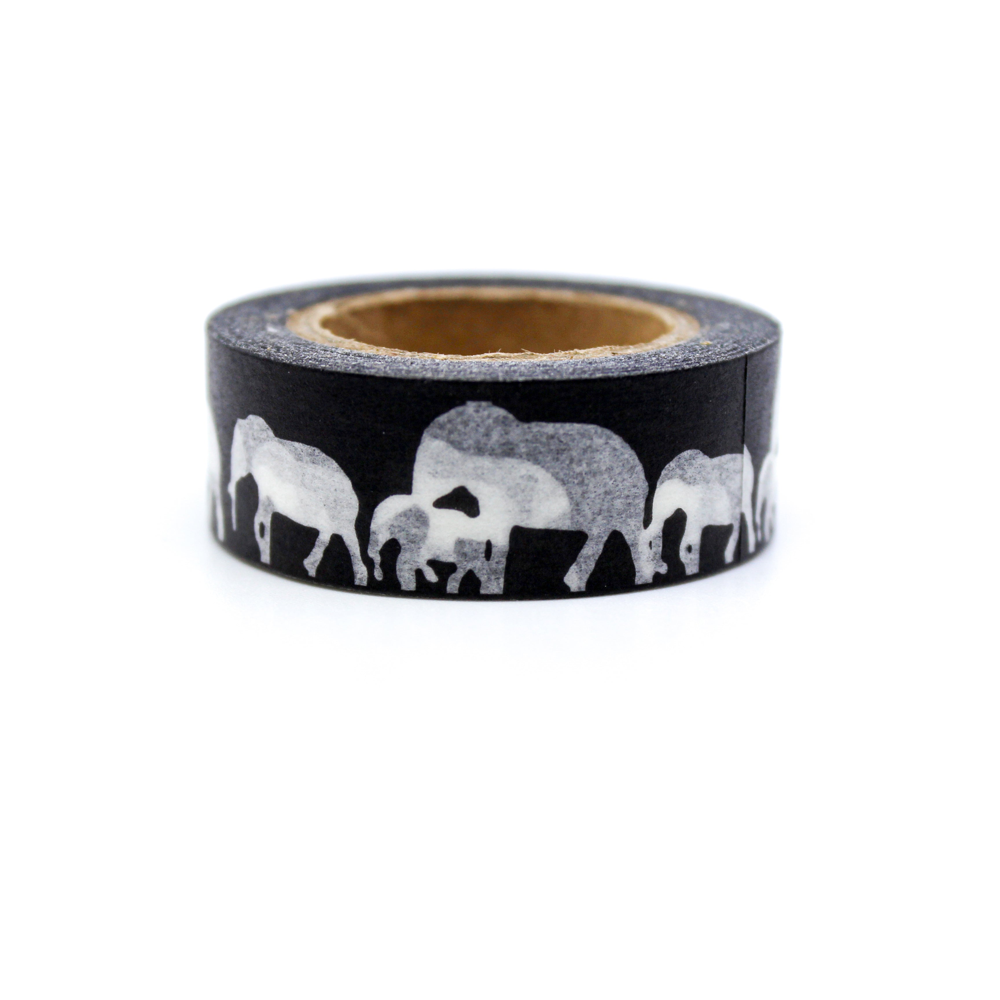 This is a white elephants with black background washi tapes from BBB Supplies Craft Shop