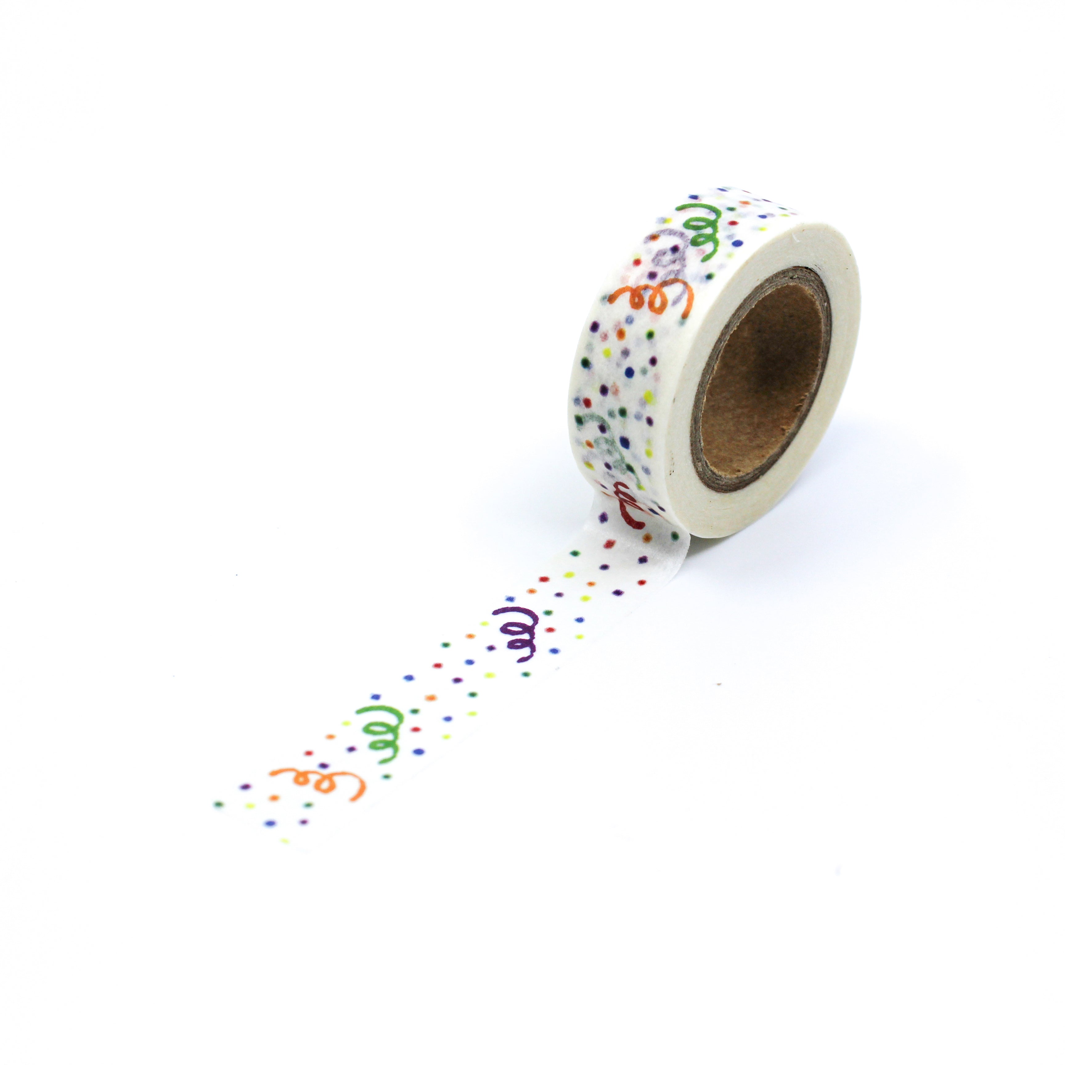 This is a full pattern repeat view of different color of confetti pattern Washi Tape from BBB Supplies Craft Shop
