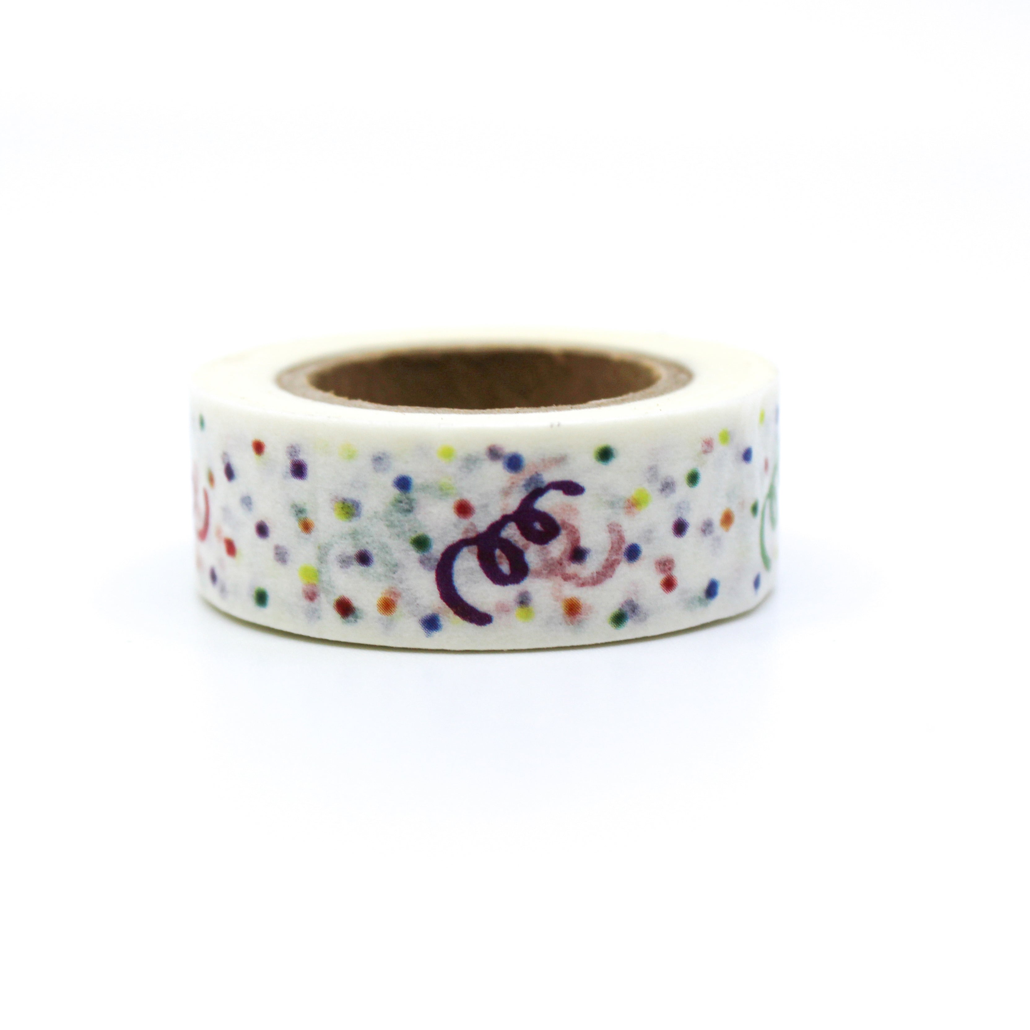 This is a colorful squiggle confetti with white background washi tapes from BBB Supplies Craft Shop