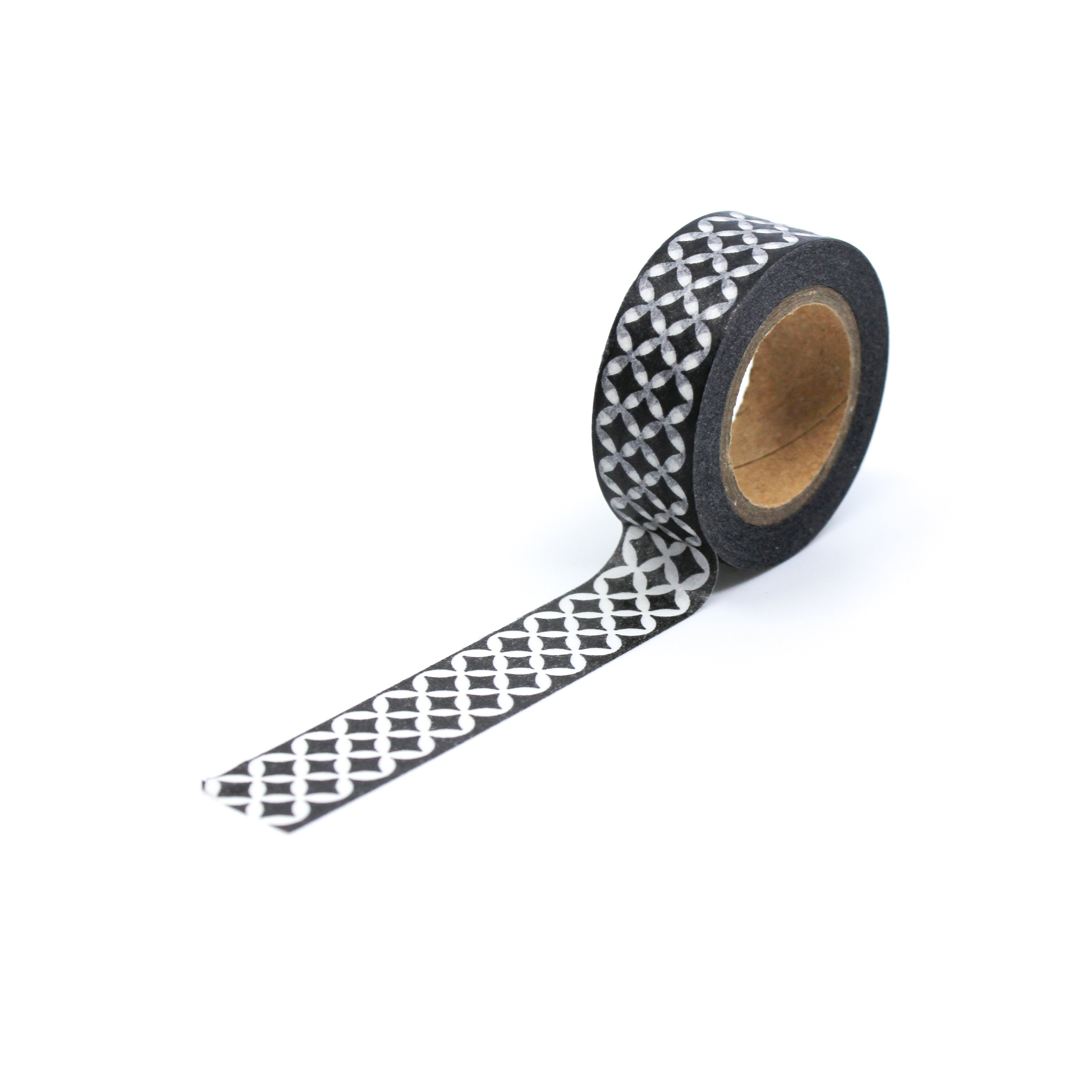 This is a full pattern repeat view of black festoon pattern Washi Tape from BBB Supplies Craft Shop