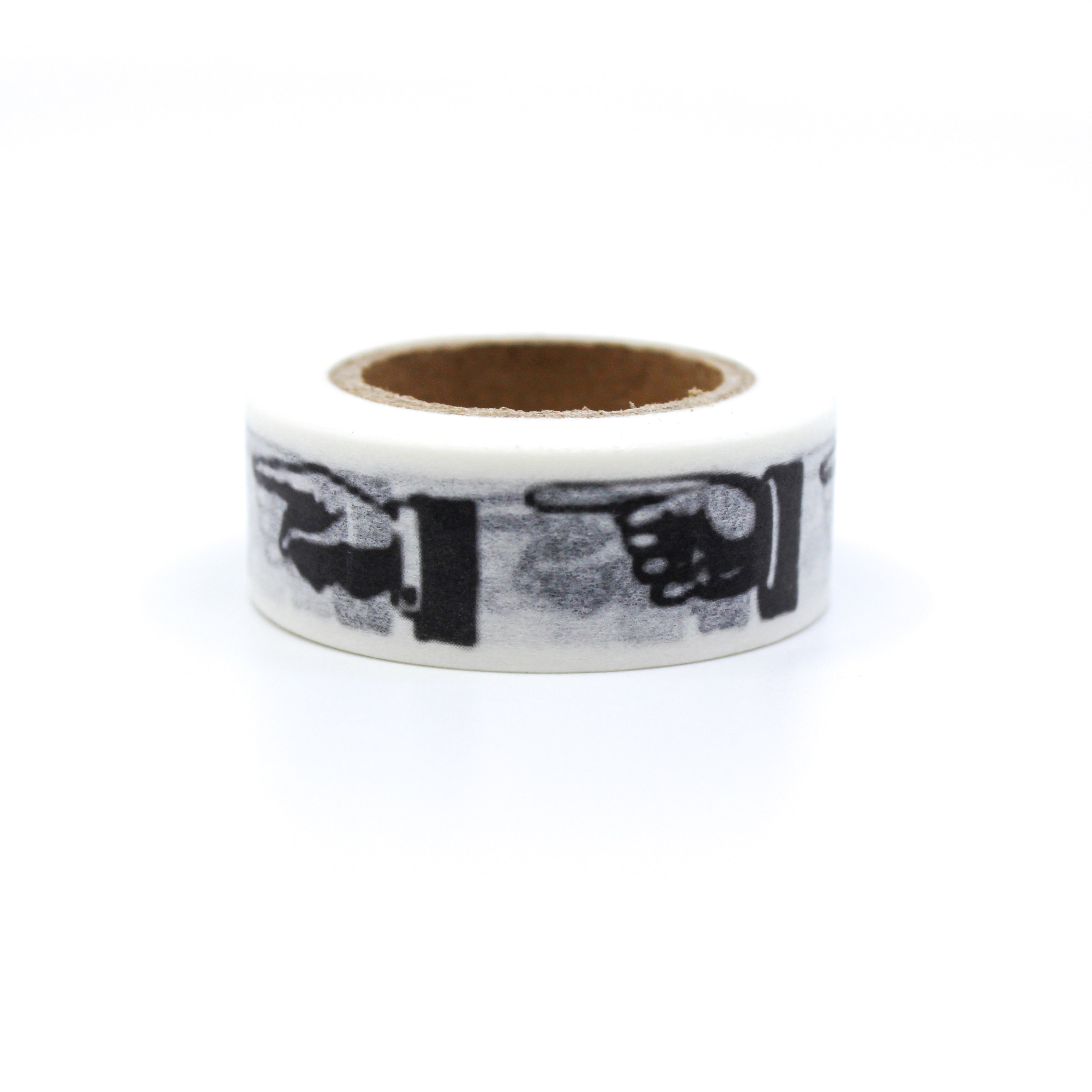 This is a black and white retro finger pointing washi tapes from BBB Supplies Craft Shop