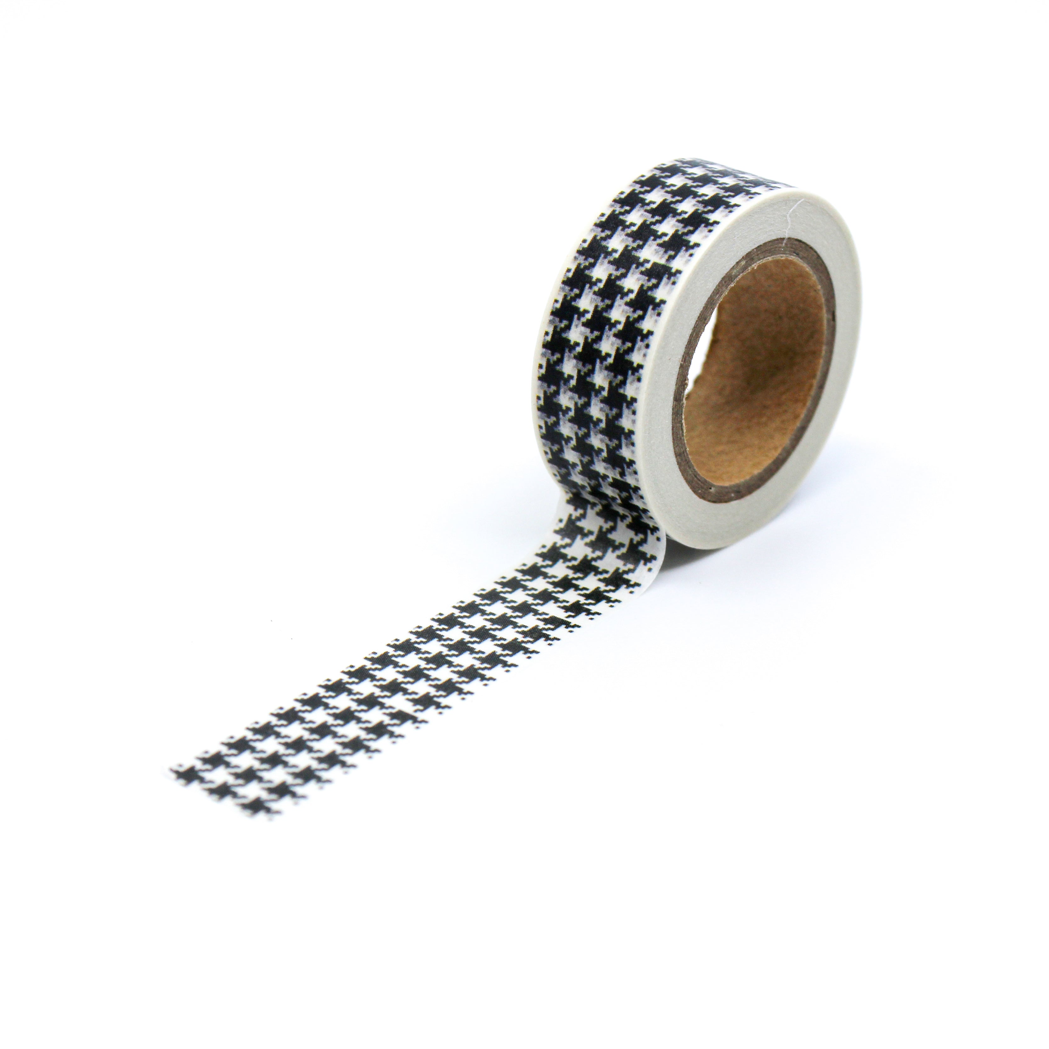 This is a full pattern repeat view of black and white houndstooth Washi Tape from BBB Supplies Craft Shop