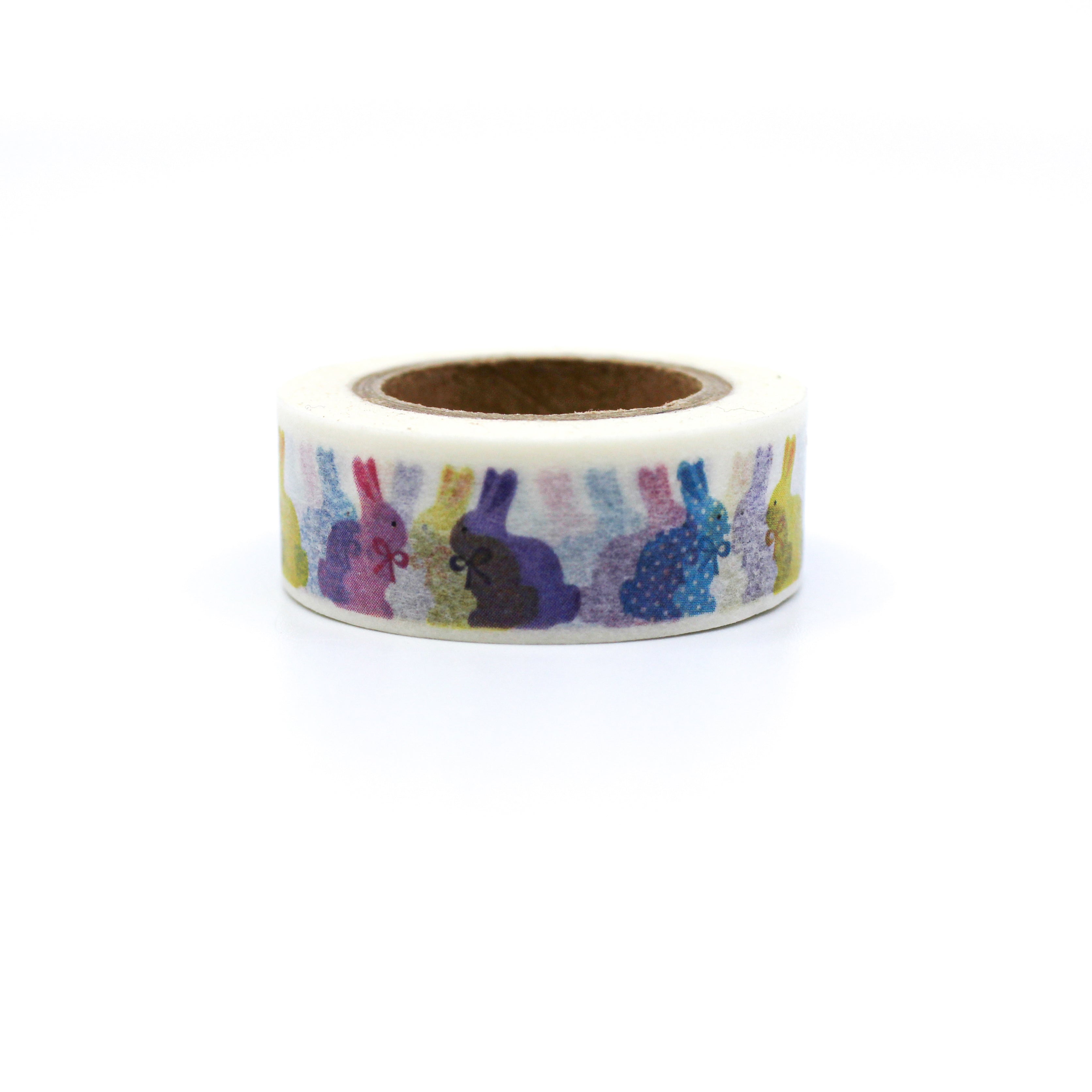 This is a cute and colorful bunny's in a white background washi tape from BBB Supplies Craft Shop