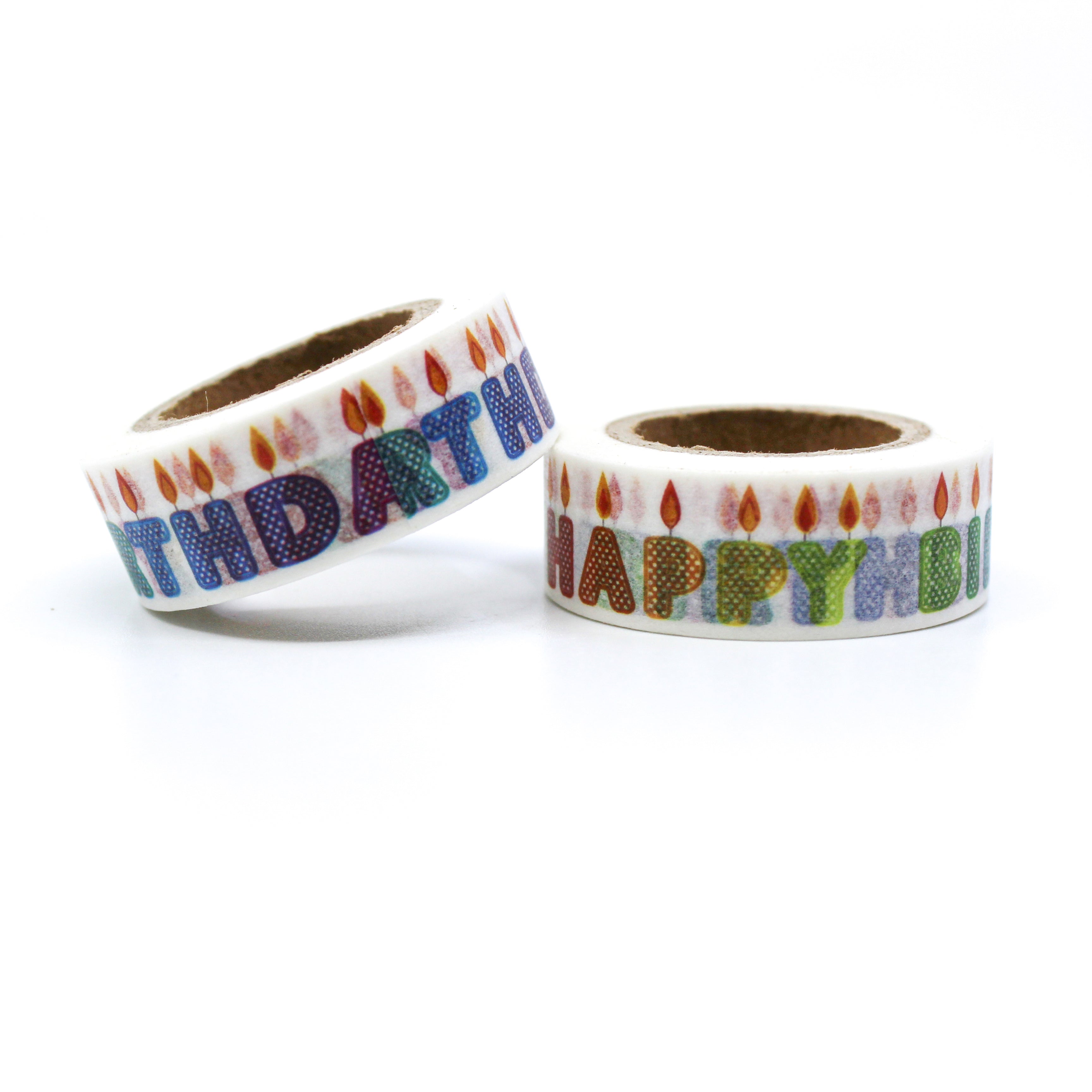 This is a Happy birthday text with candles for Journal Supplies, Scrapbooking washi tapes rom BBB Supplies Craft Shop