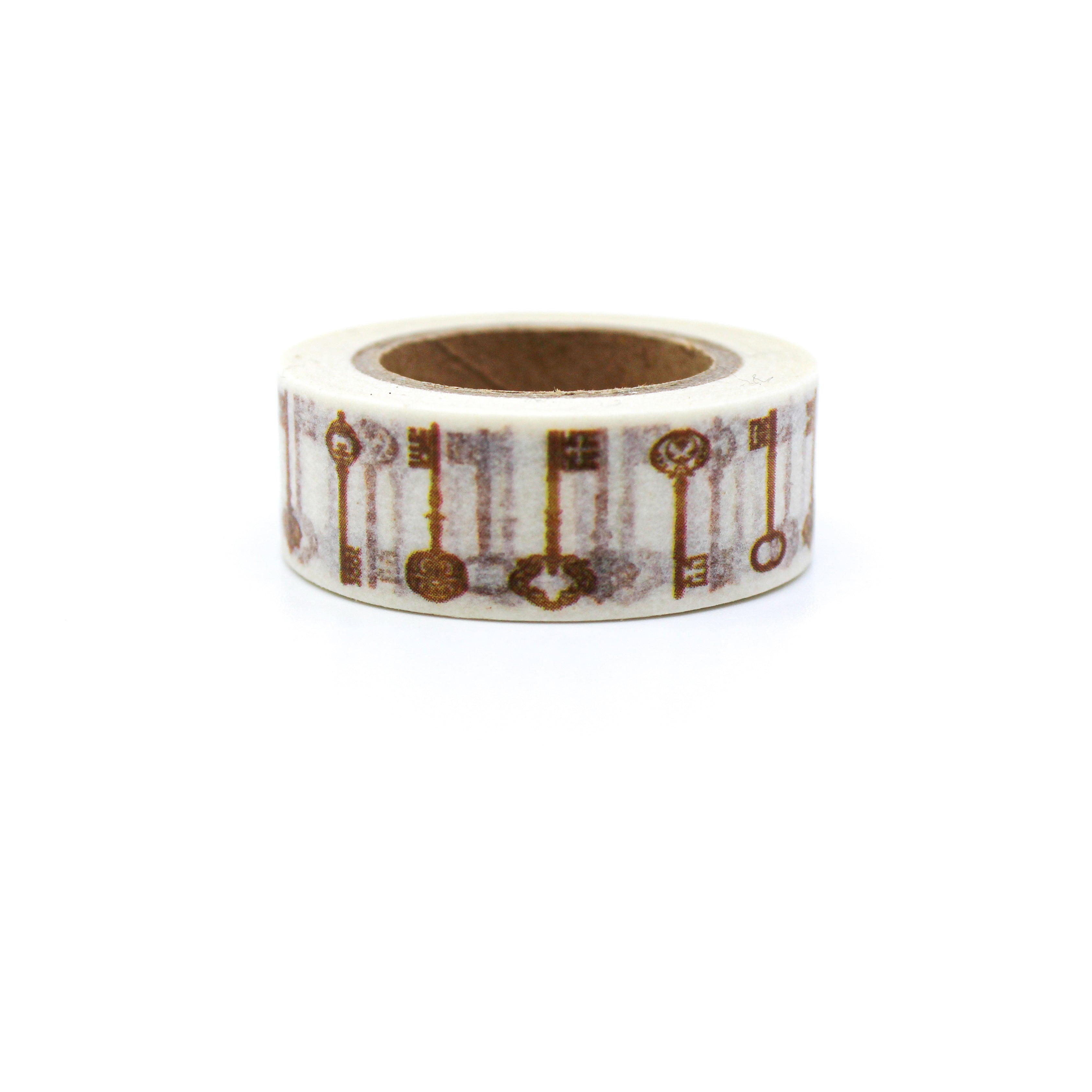 This is a cute golden keys with white background washi tape from BBB Supplies Craft Shop