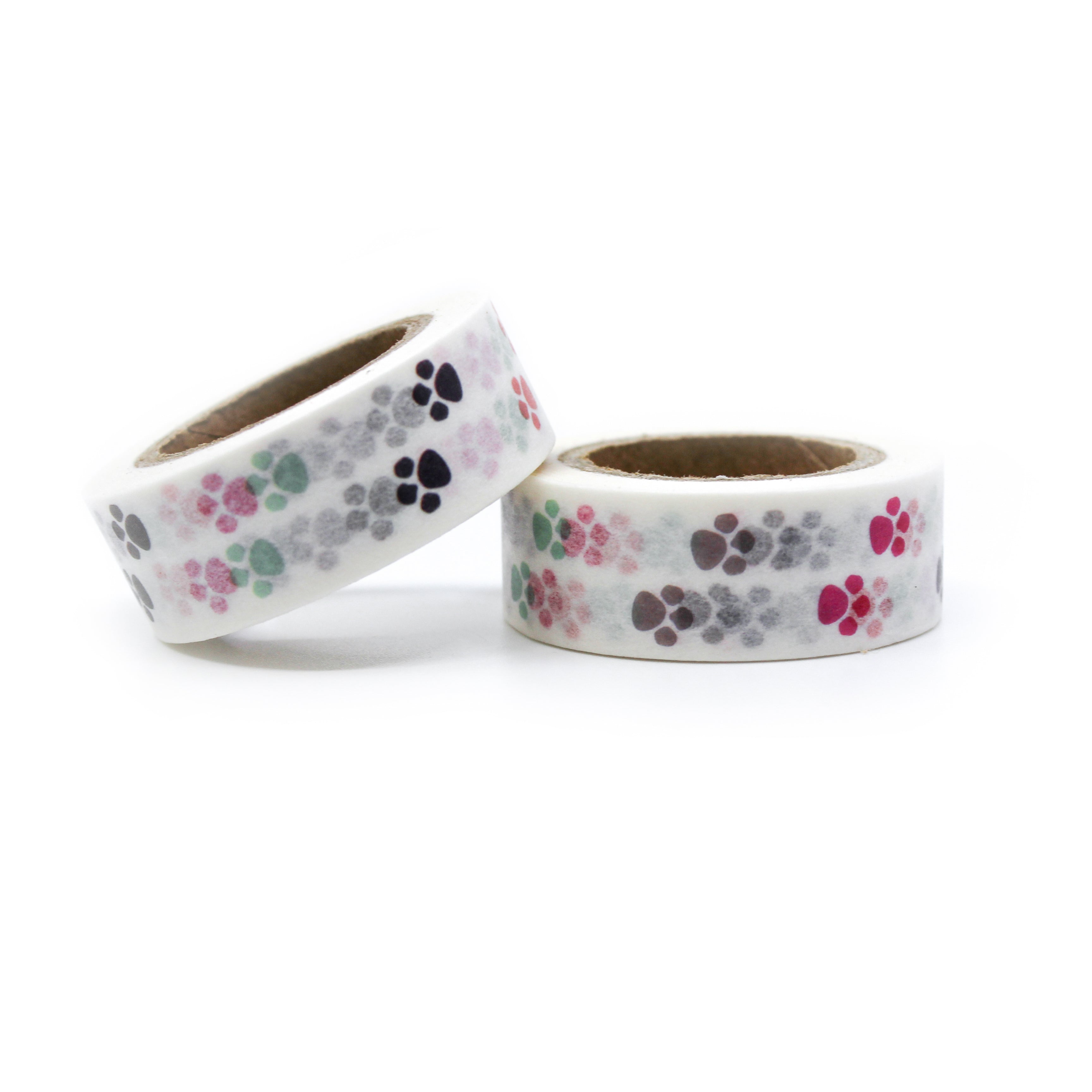 This is a multi color collection of dogs and cats or other animals paw prints for Journal Supplies, Scrapbooking washi tapes from BBB Supplies Craft Shop