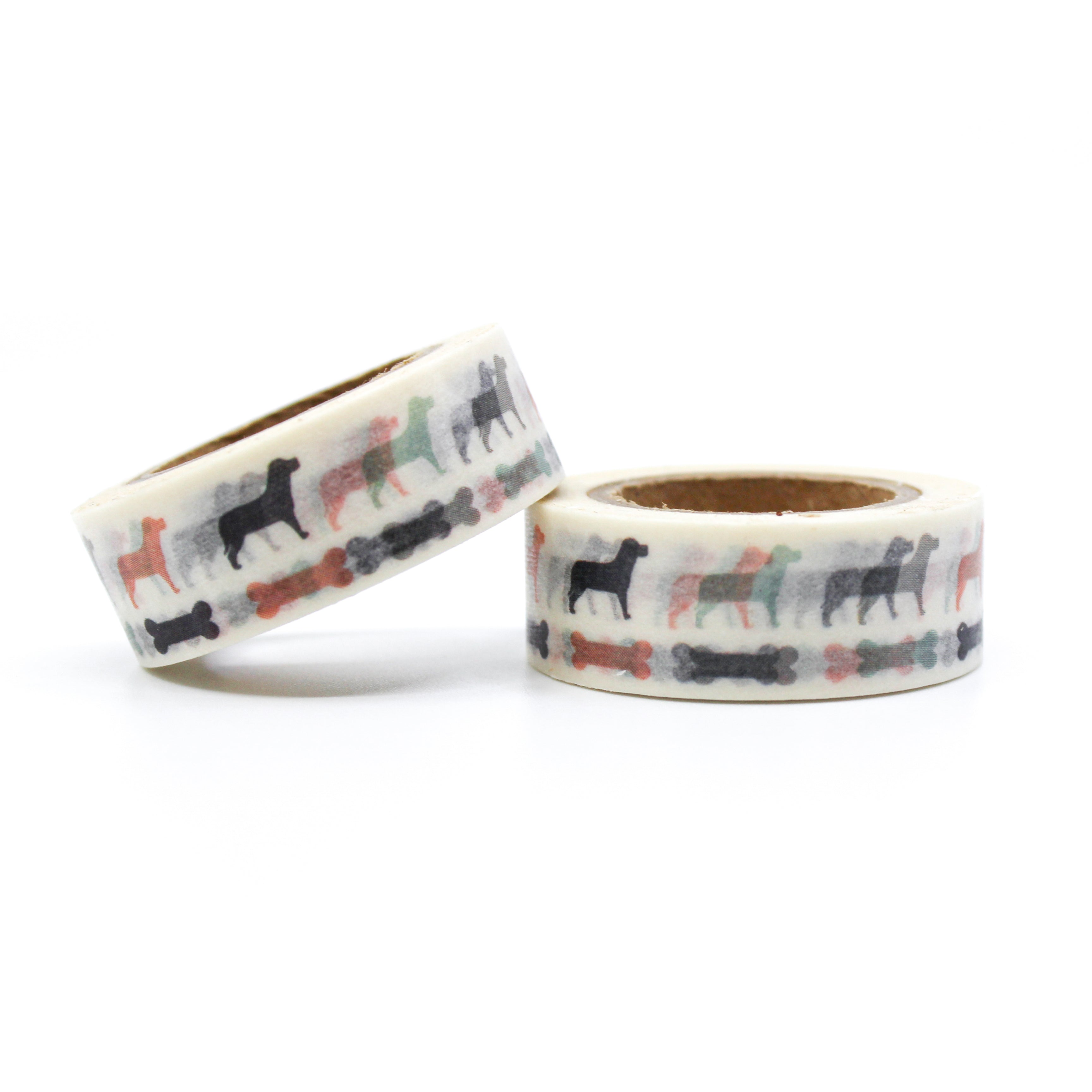 This is a multi color collection of dogs and bone pattern for Journal Supplies, Scrapbooking washi tapes from BBB Supplies Craft Shop
