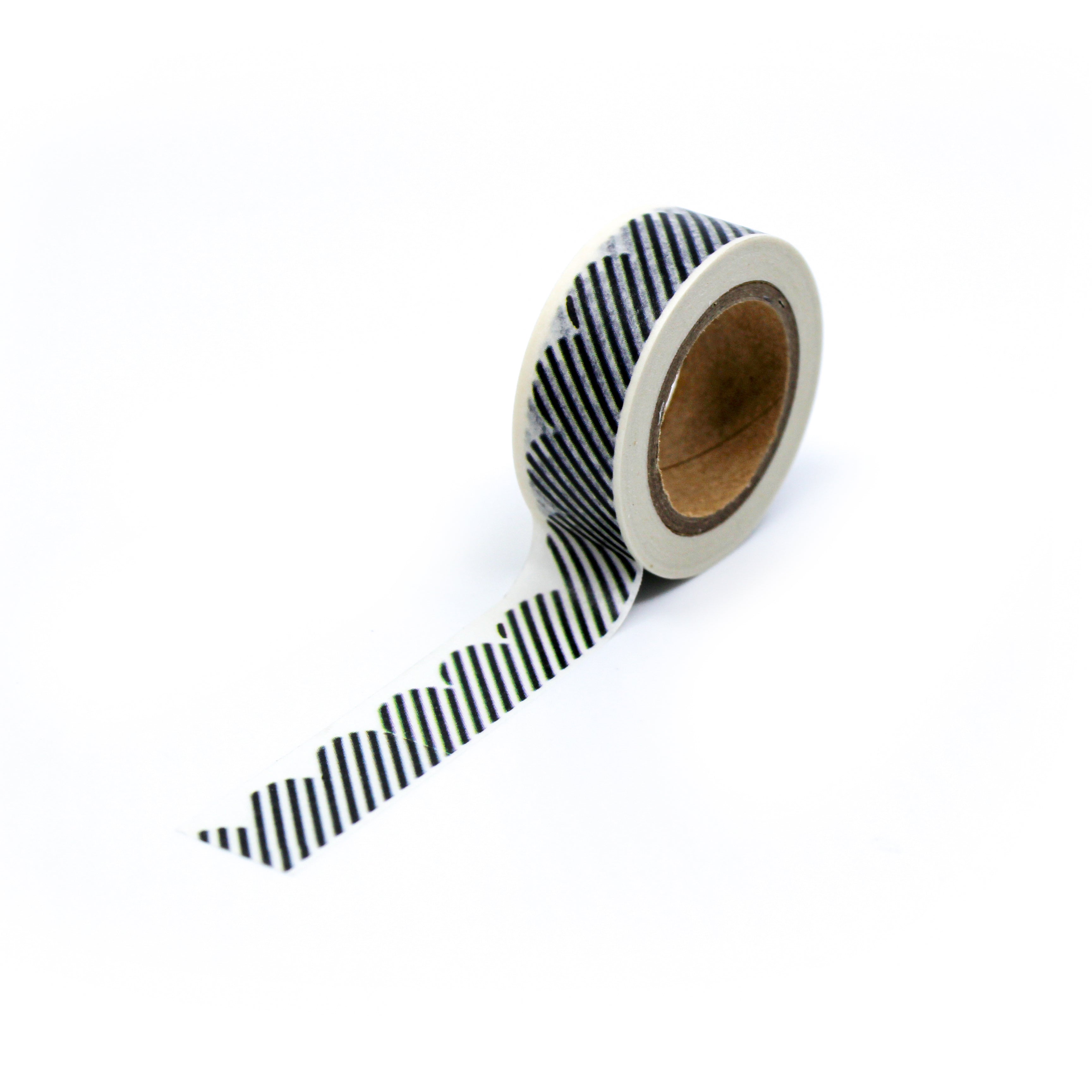 This is a full pattern repeat view of black and white stripe scallop clouds washi tape BBB Supplies Craft Shop