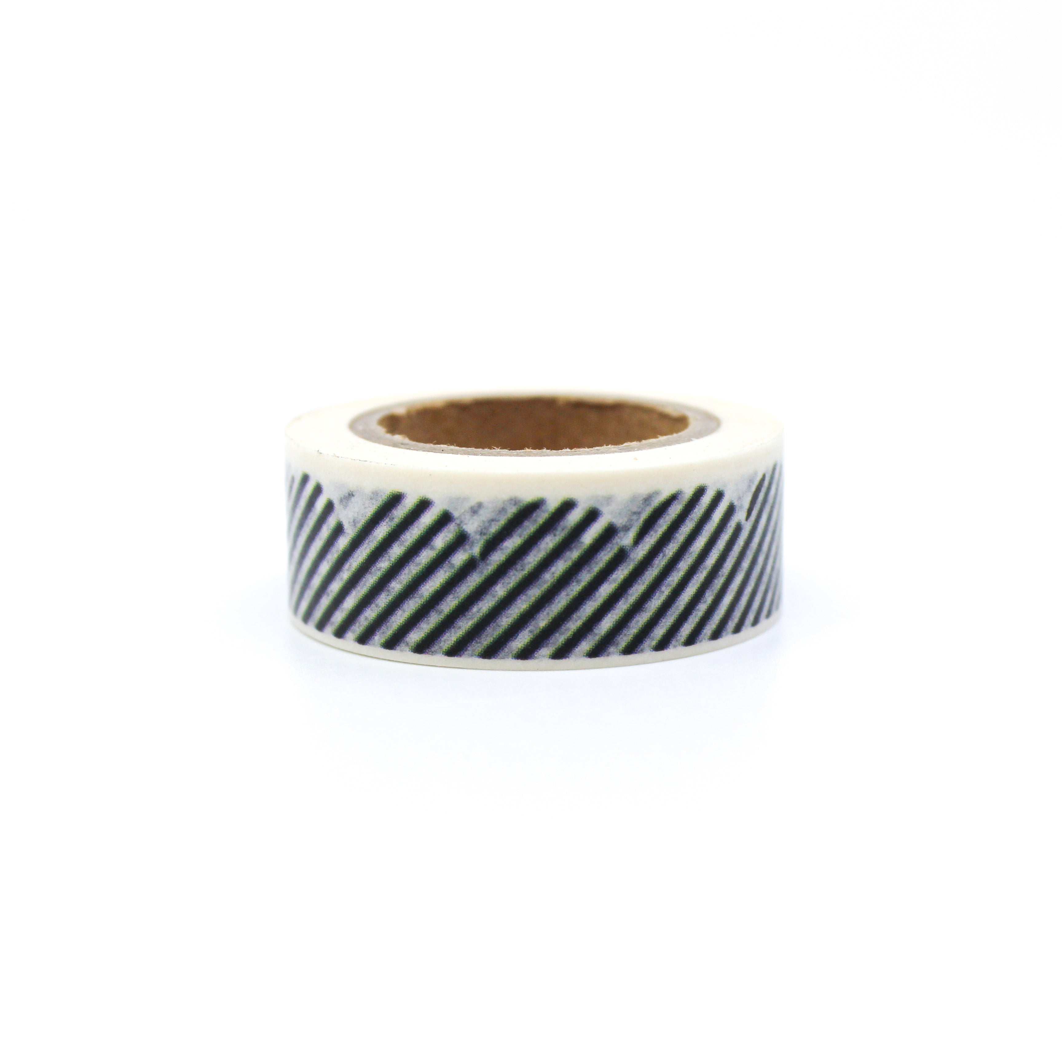 This is a black and white stripe in a scalloped clouds washi tape from BBB Supplies Craft Shop