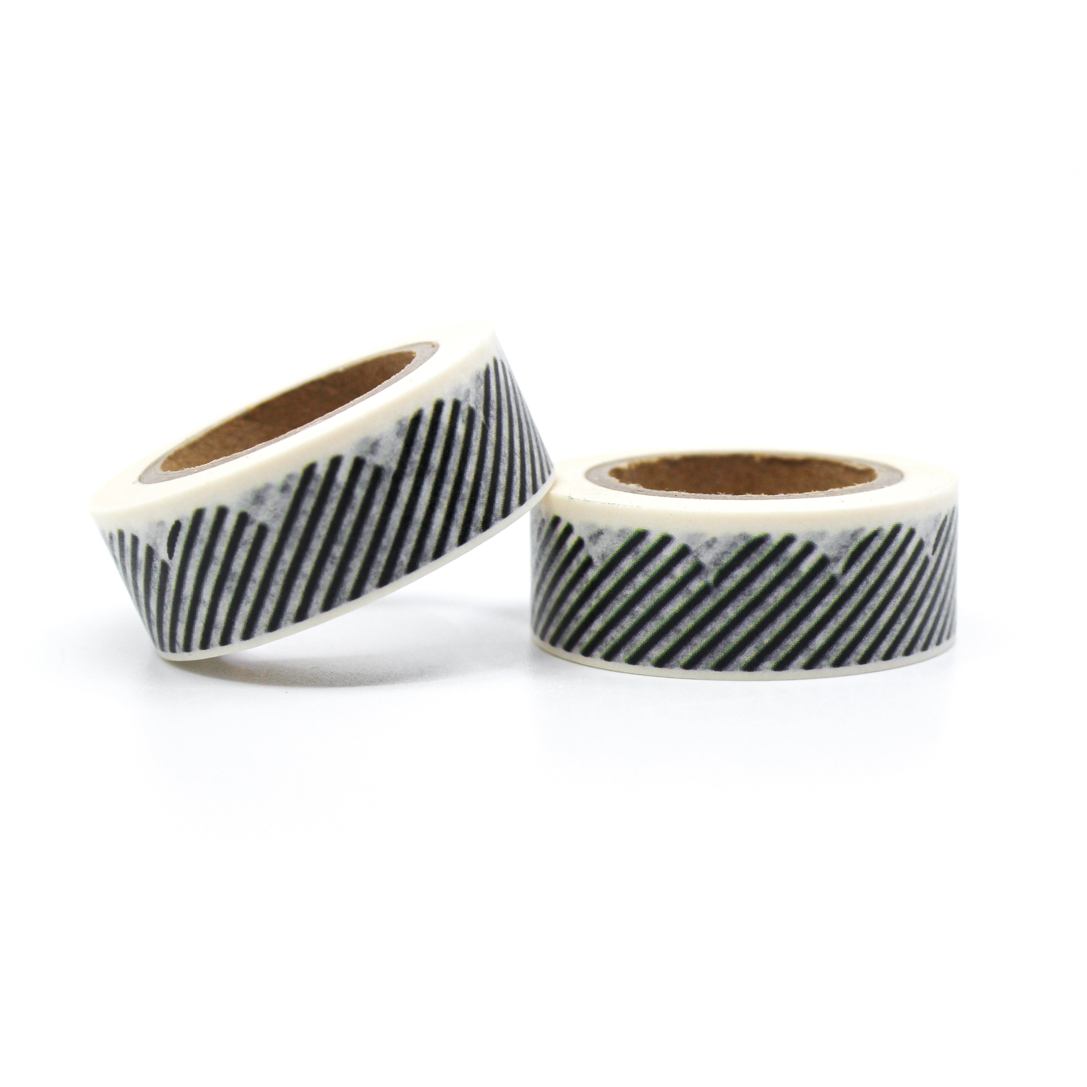 This is a black and white stripe scallop clouds pattern for Journal Supplies, Scrapbooking washi tapes from BBB Supplies Craft Shop