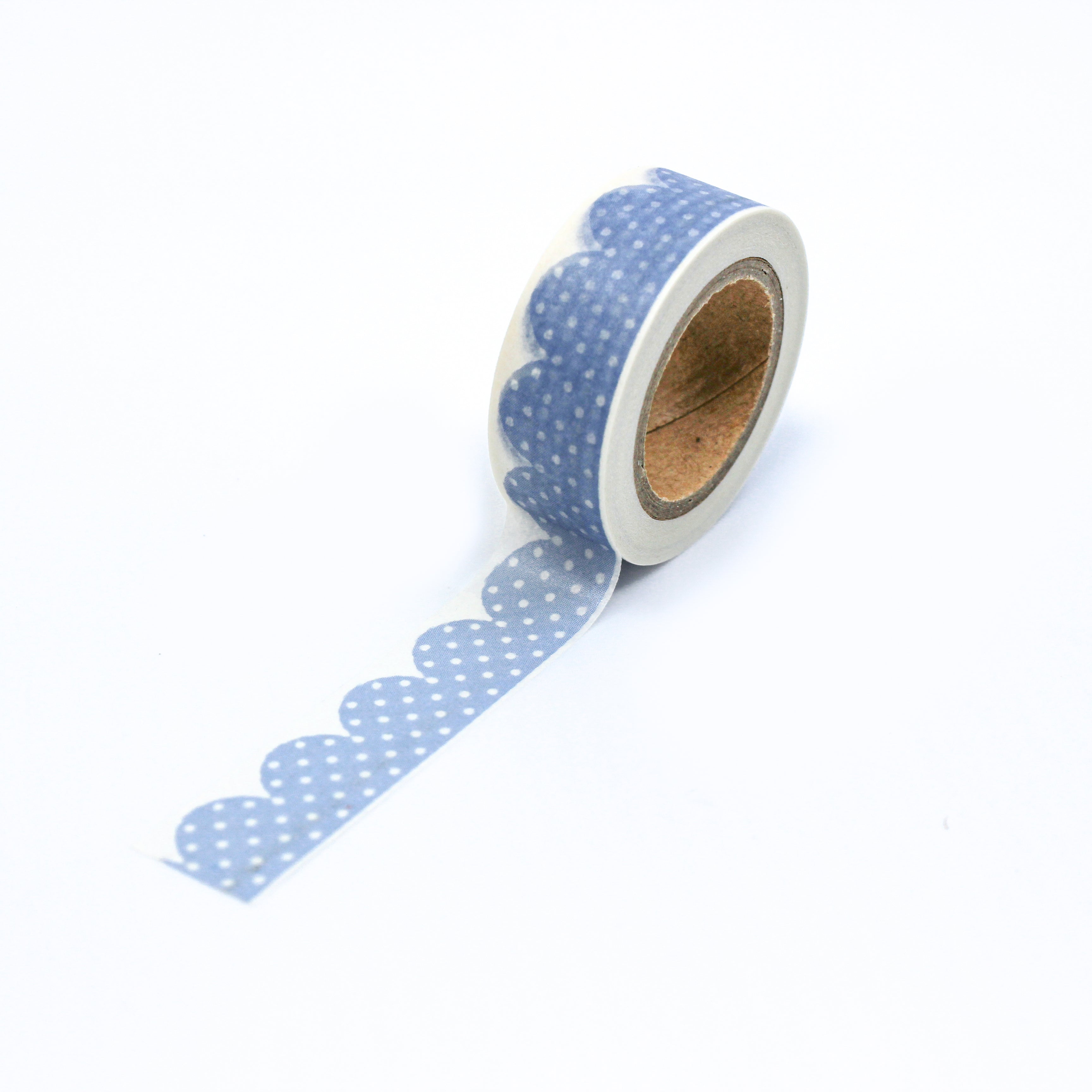 This is a full pattern repeat view of blue dot scallop clouds washi tape BBB Supplies Craft Shop