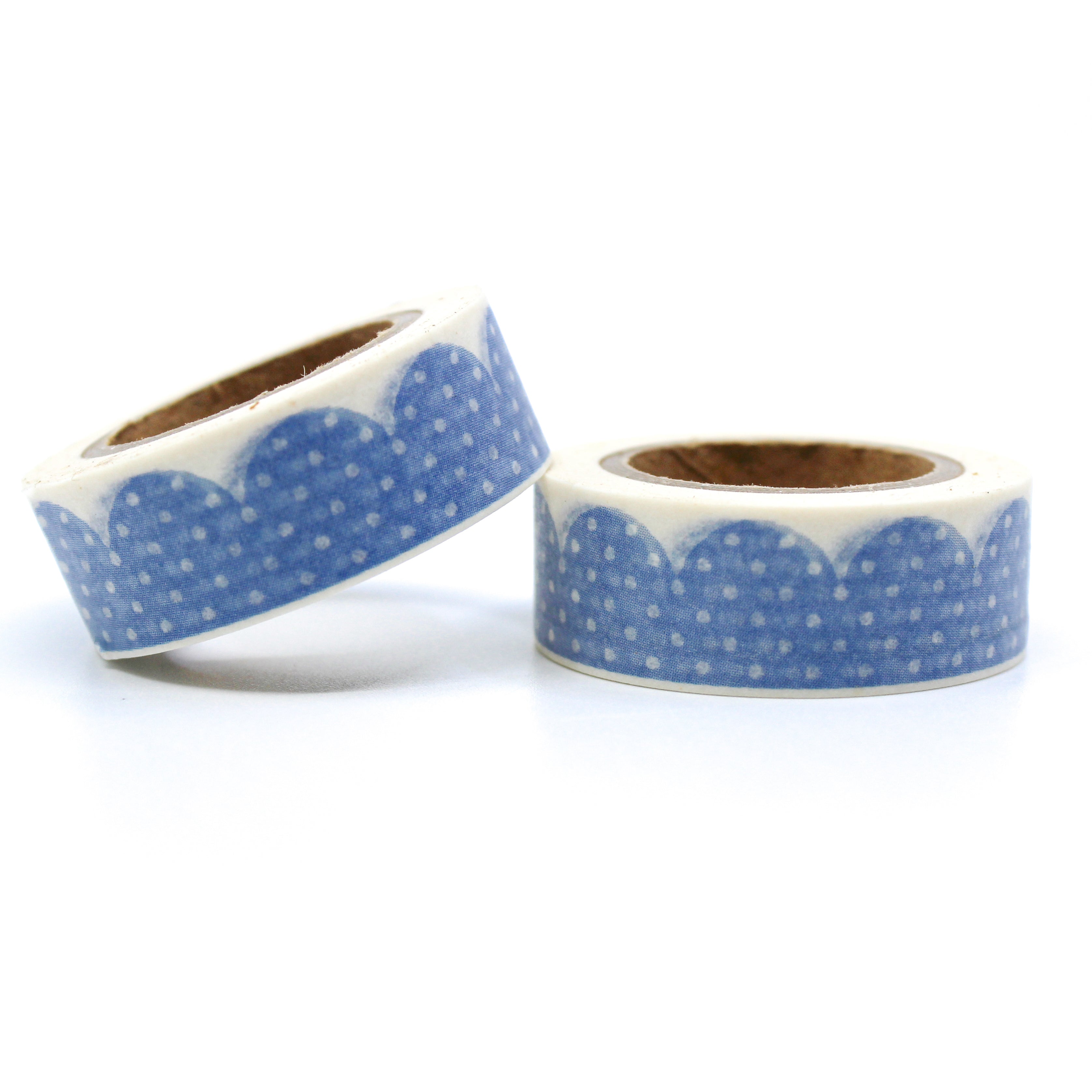 This is a blue dots scallop clouds pattern for Journal Supplies, Scrapbooking washi tapes from BBB Supplies Craft Shop