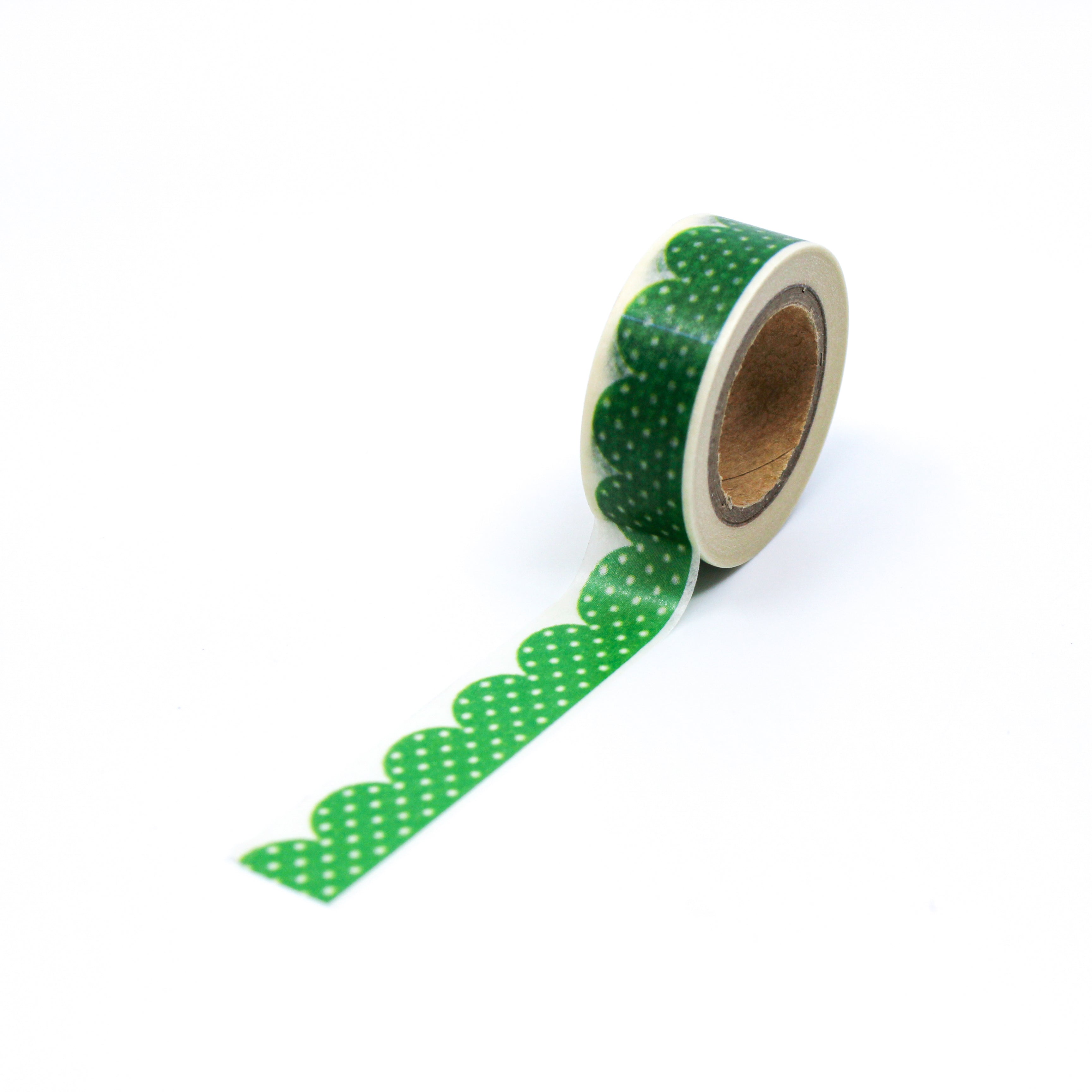 This is a full pattern repeat view of green dot scallop clouds washi tape BBB Supplies Craft Shop