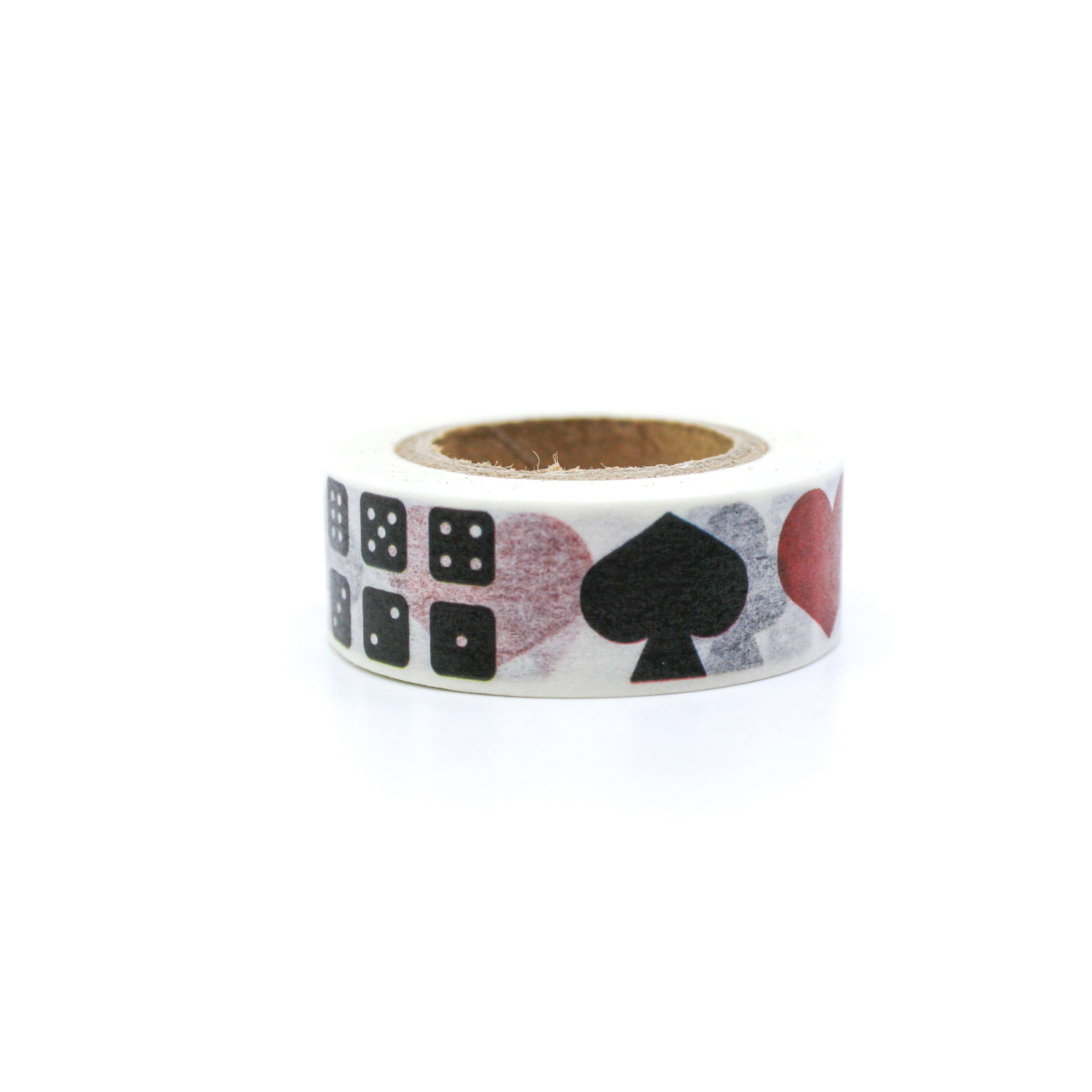 This is a poker symbols and dominos with white background washi tape from BBB Supplies Craft Shop