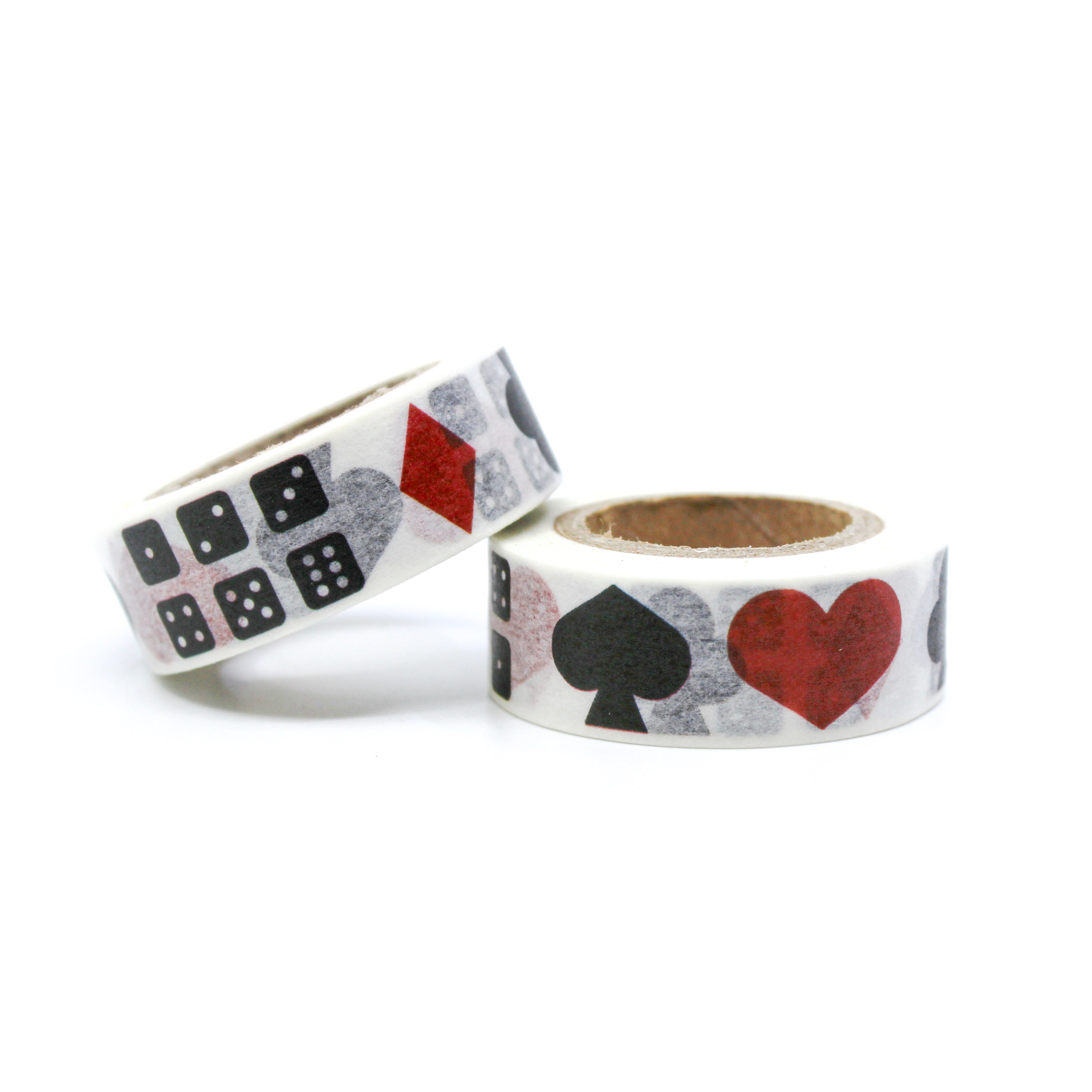 This is a red, black poker symbols of gambling pattern for Journal Supplies, Scrapbooking washi tapes from BBB Supplies Craft Shop