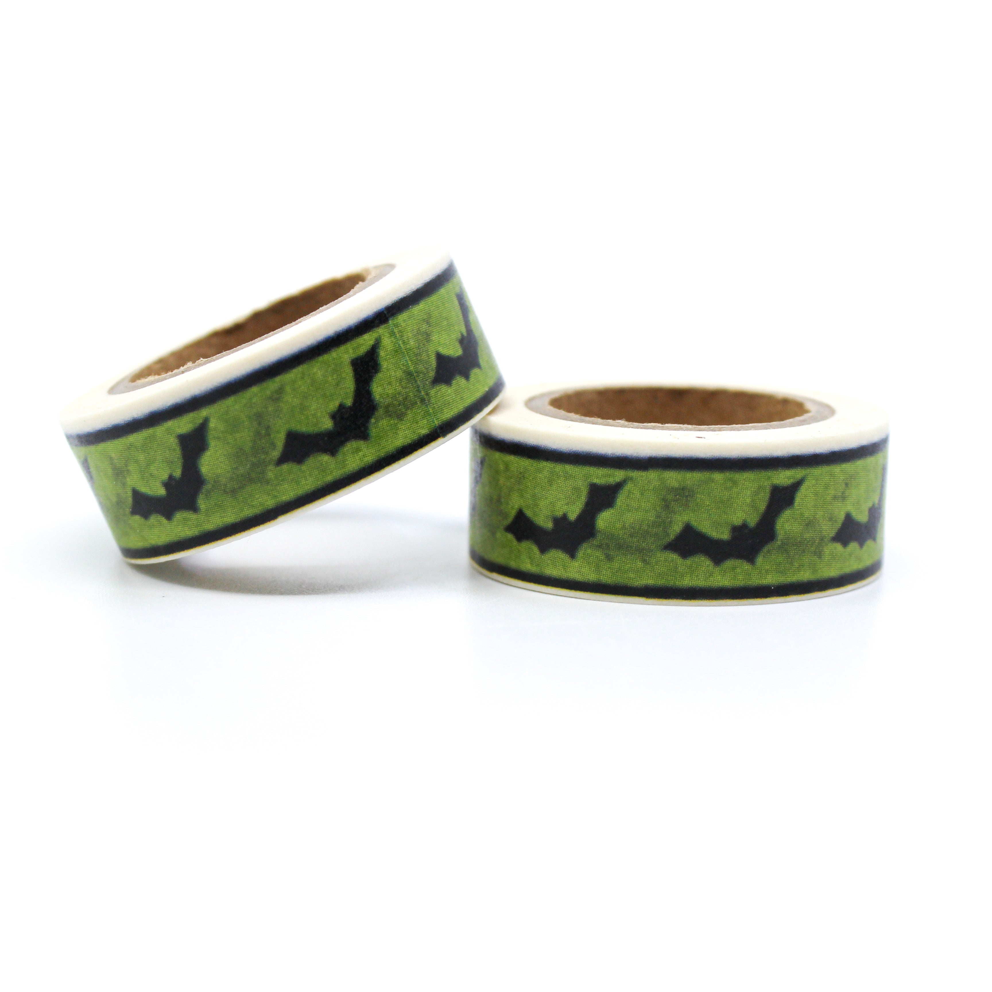 This is a green and black bats pattern for Journal Supplies, Scrapbooking washi tapes from BBB Supplies Craft Shop