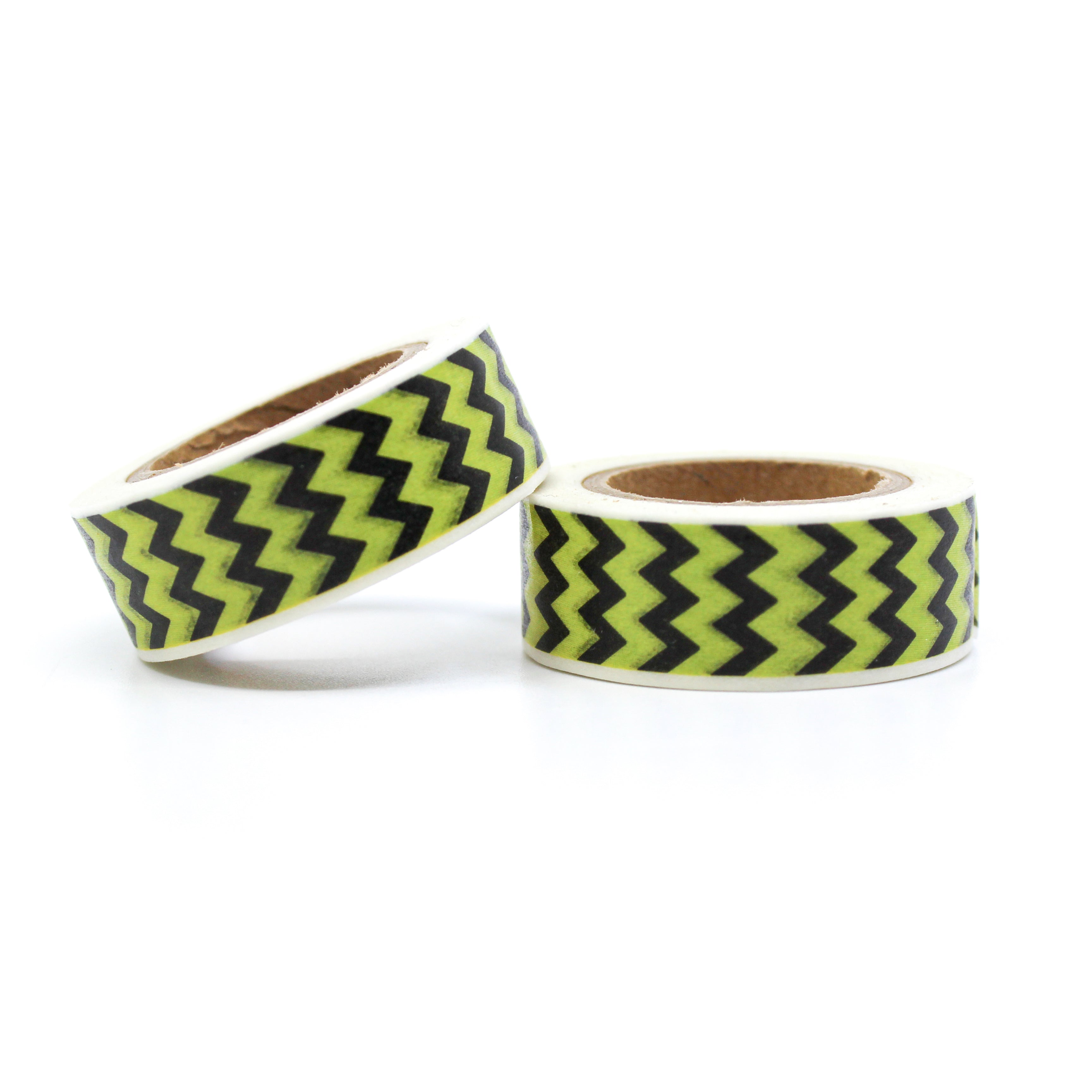 This is a yellow and black chevron pattern for Journal Supplies, Scrapbooking washi tapes from BBB Supplies Craft Shop