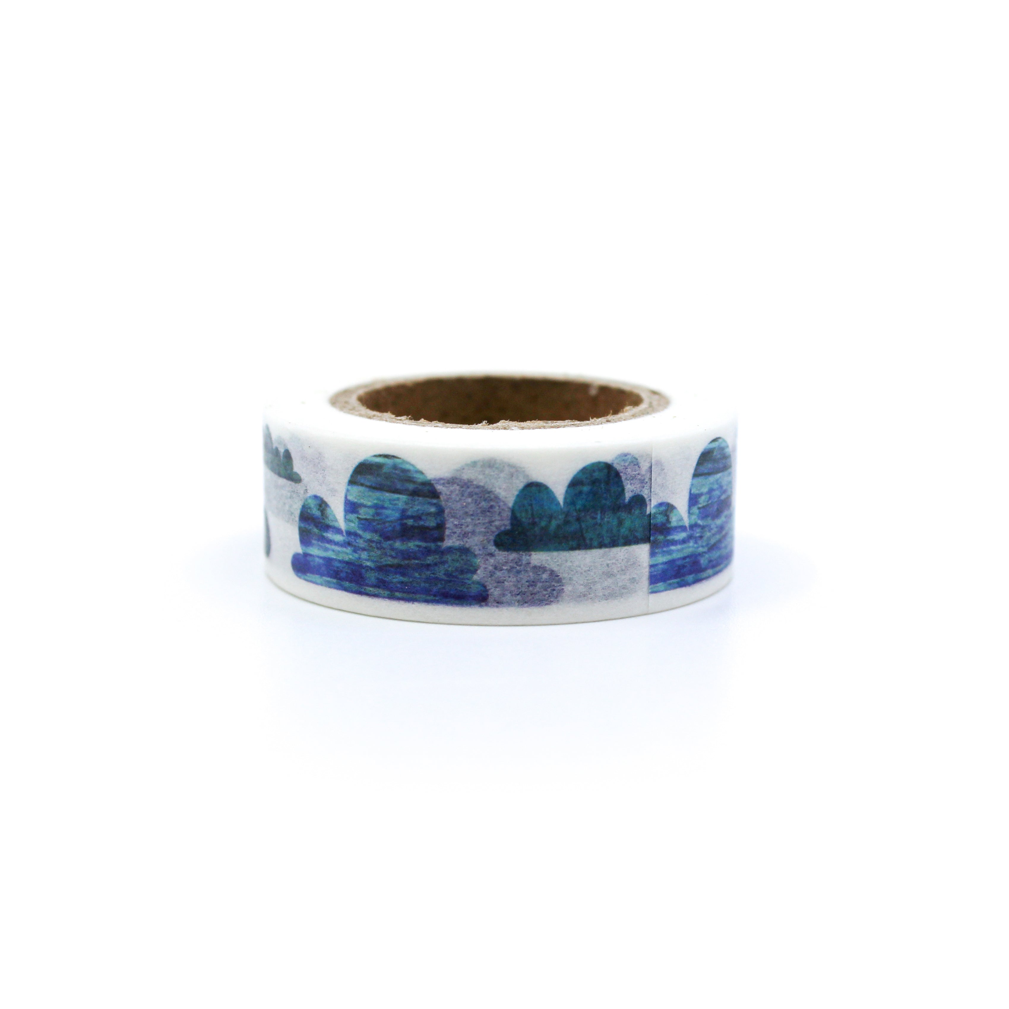 This is a cute blue clouds pattern with white background washi tape from BBB Supplies Craft Shop