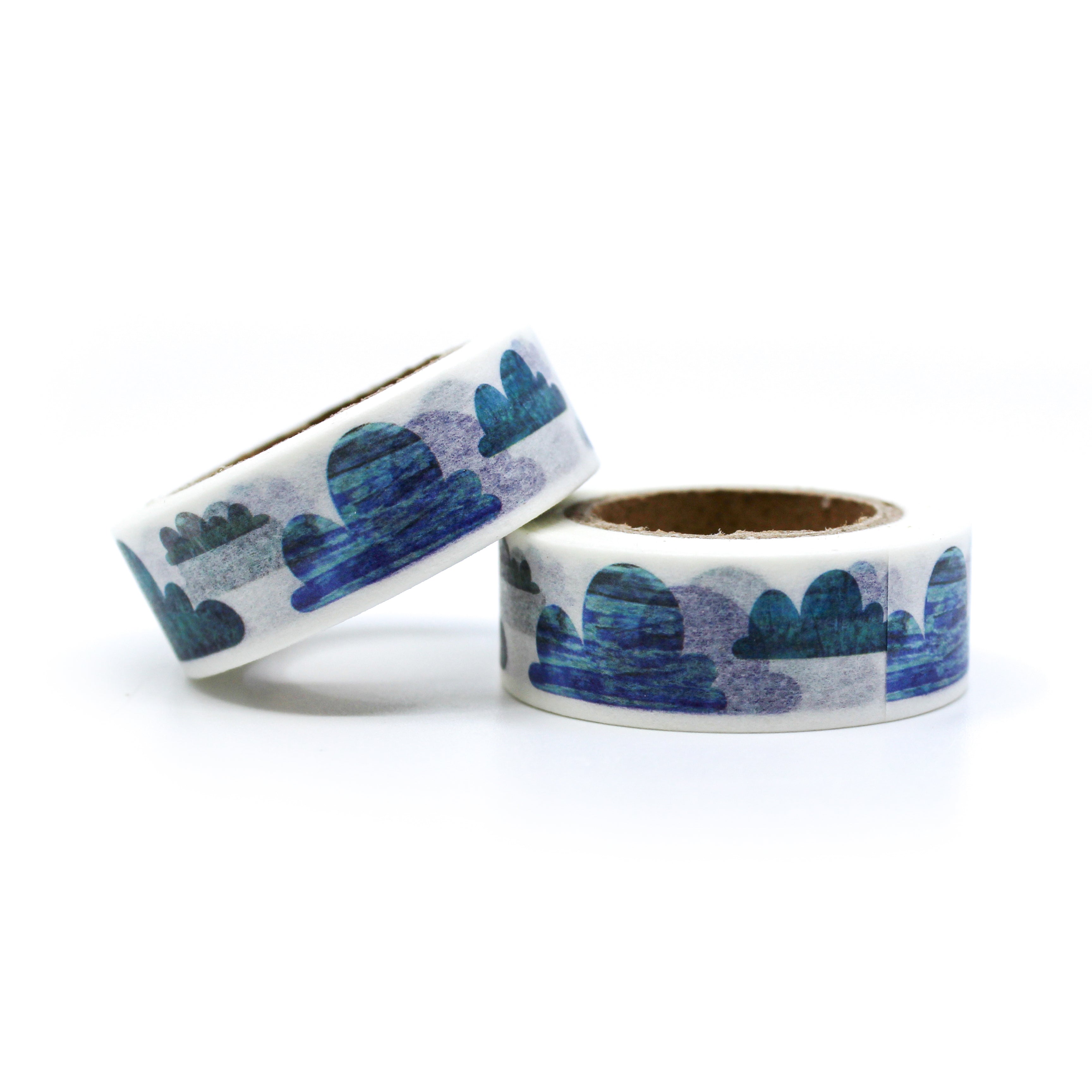 This is a blue and light blue clouds pattern for Journal Supplies, Scrapbooking washi tapes from BBB Supplies Craft Shop