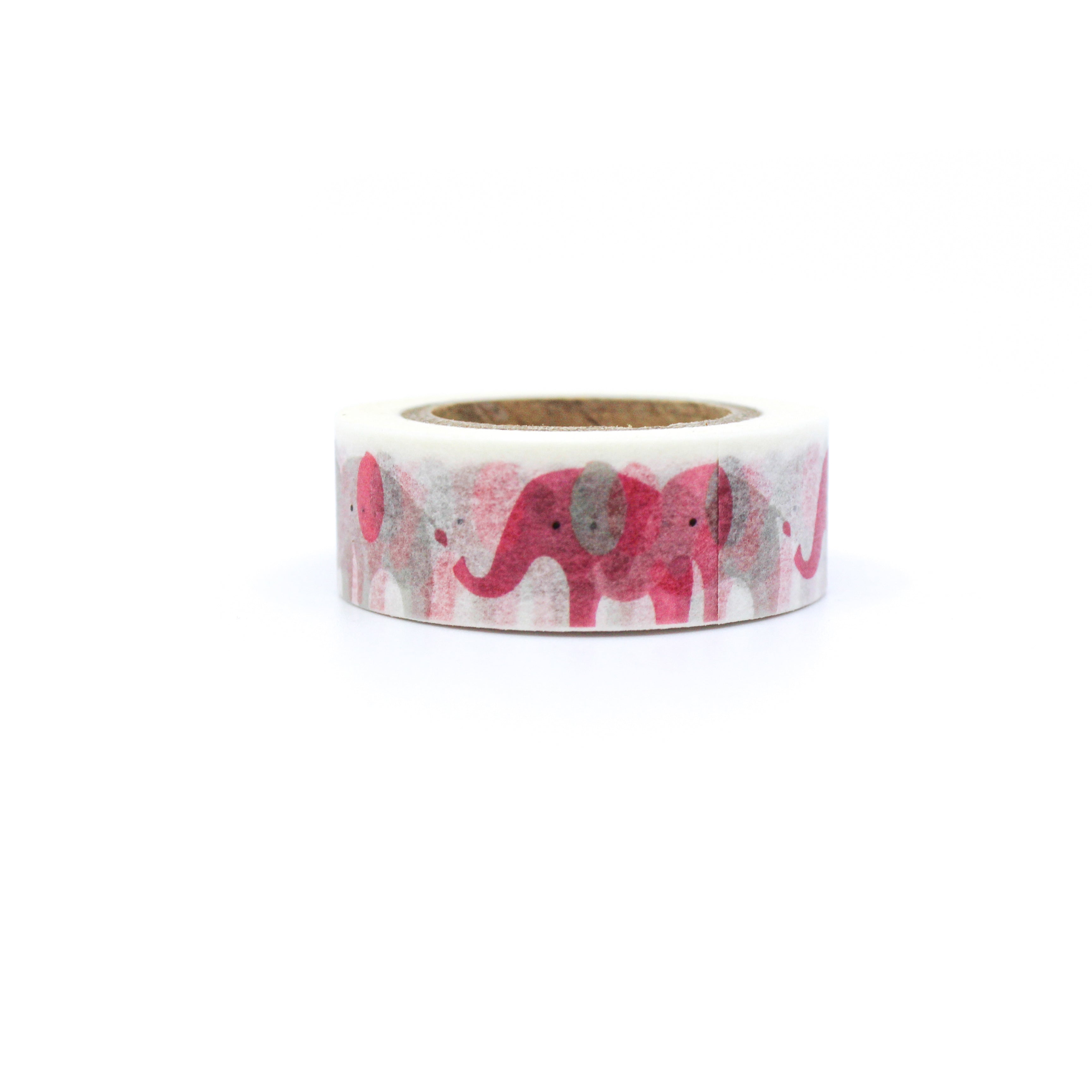 This is a cute colorful elephants pattern with white background washi tape from BBB Supplies Craft Shop