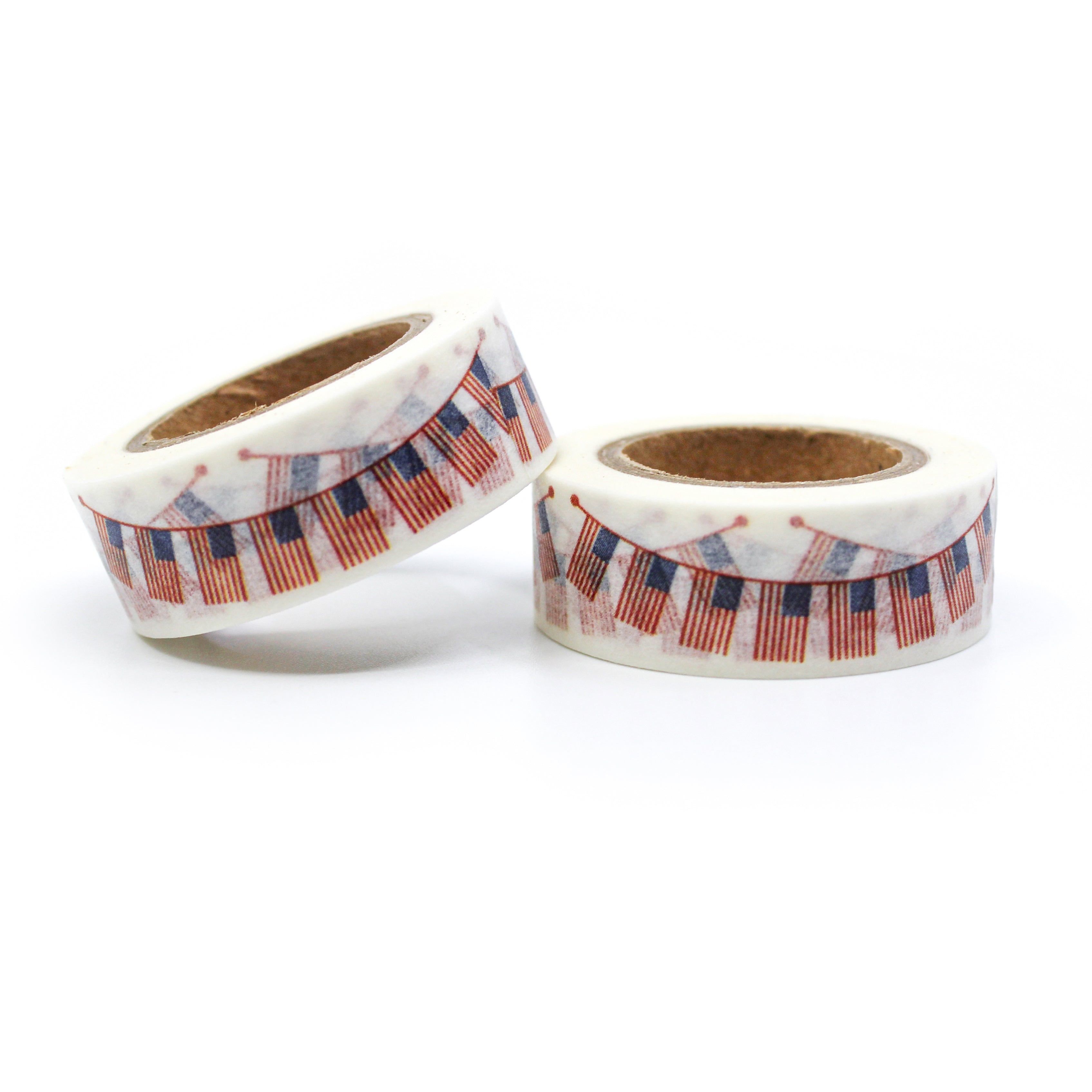 This is a multi-color rectangle American flag strung on a wire pattern for Journal Supplies, Scrapbooking washi tapes from BBB Supplies Craft Shop