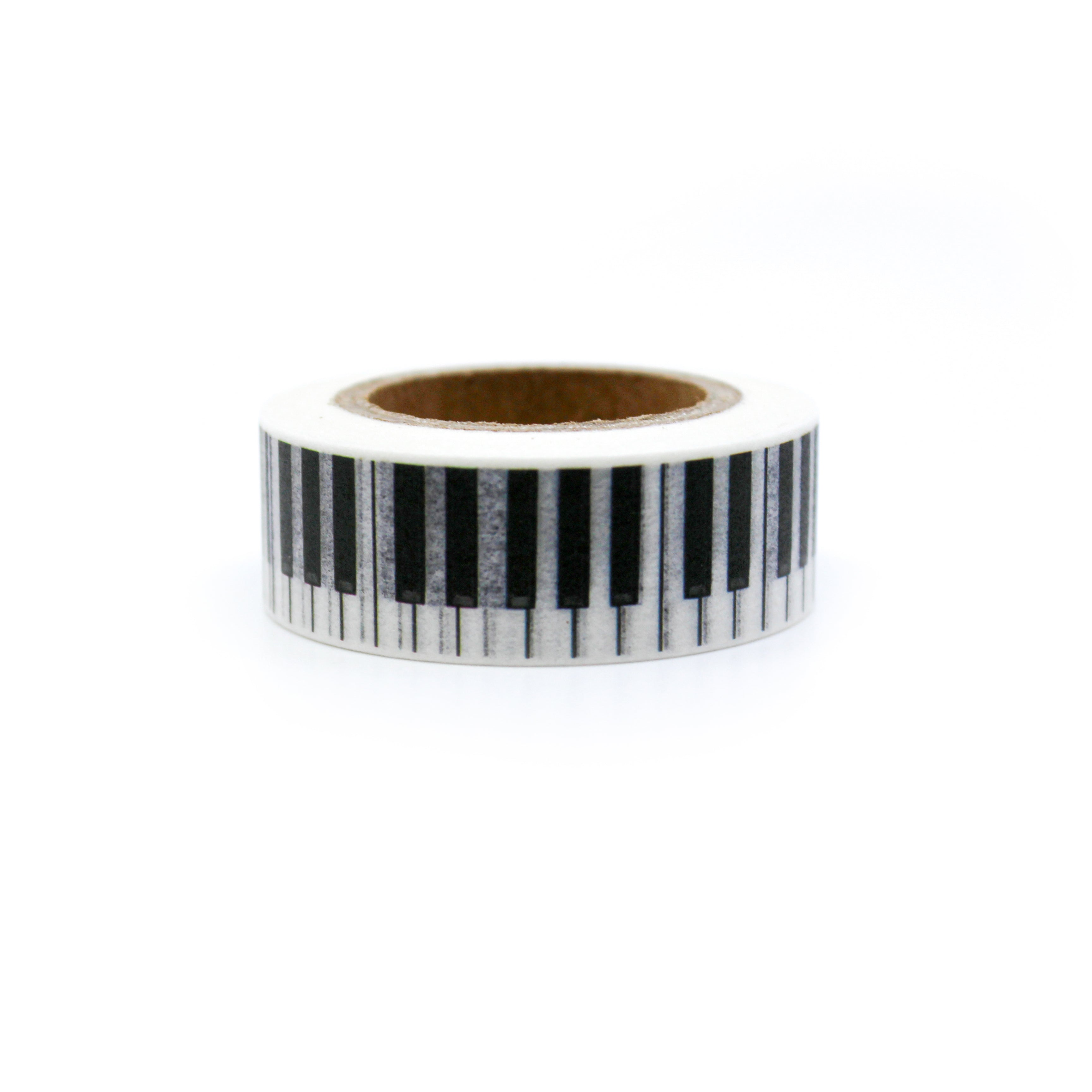 This is a black and white piano key pattern washi tape from BBB Supplies Craft Shop