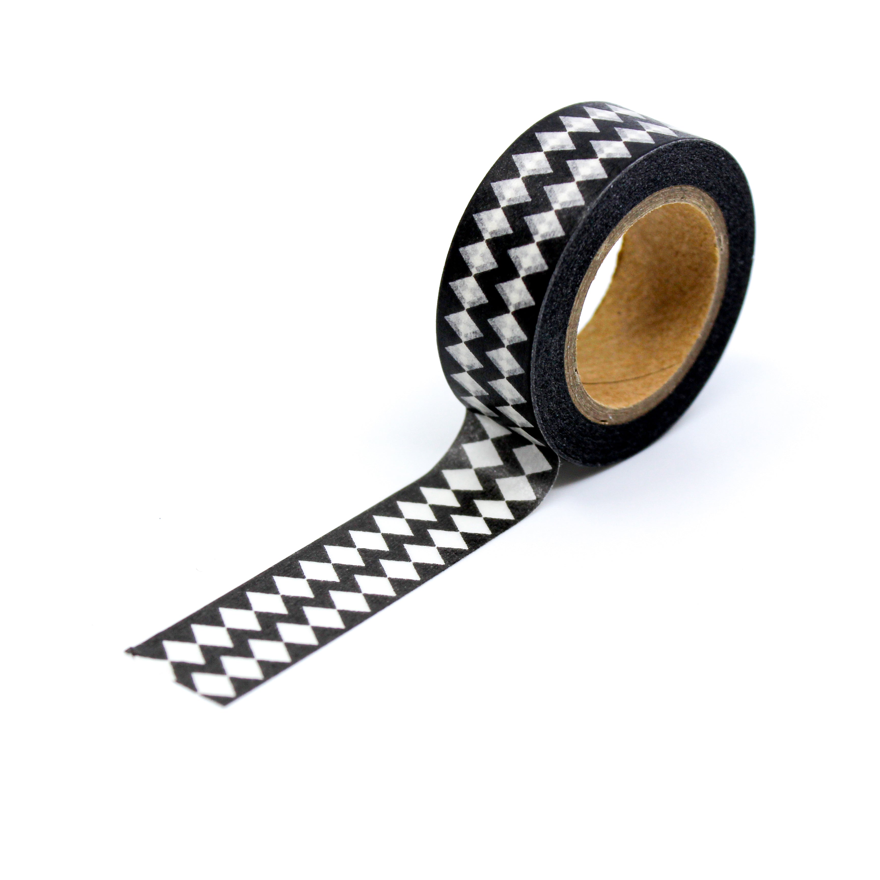 This is a full pattern repeat view of black circus diamond washi tape BBB Supplies Craft Shop