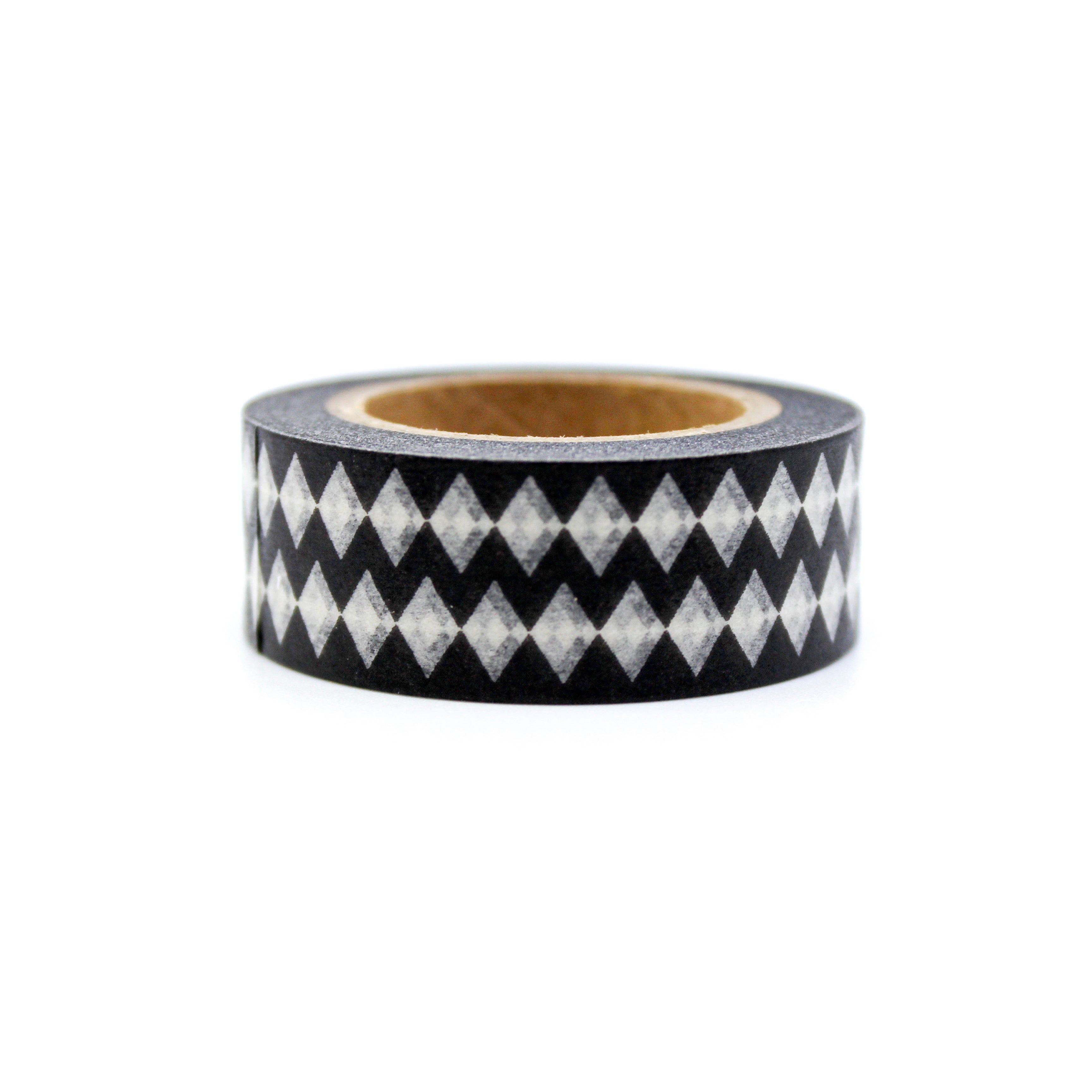 This is a black and white Harliquin diamond pattern washi tape from BBB Supplies Craft Shop