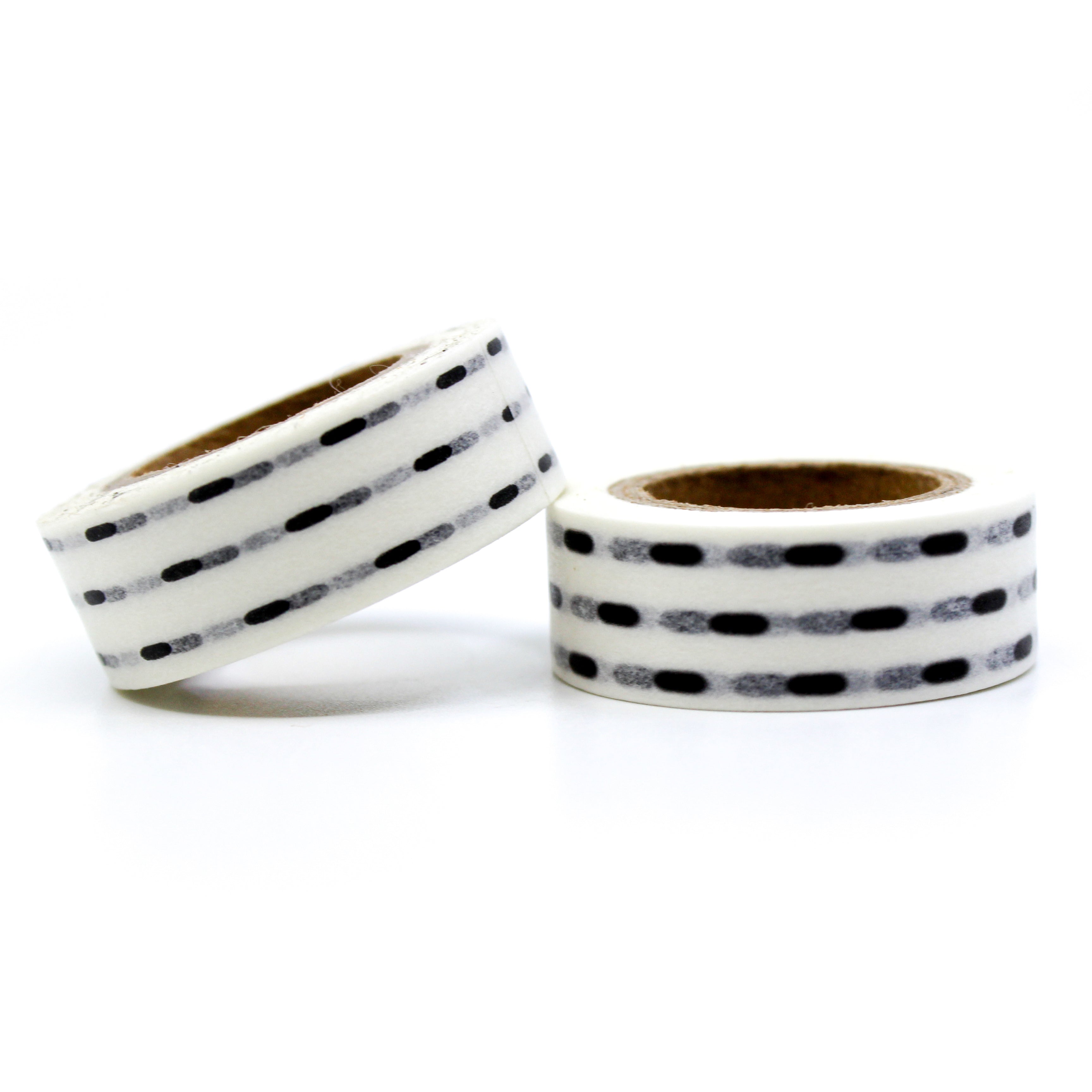 This is a black and white dashed lines for Journal Supplies, Scrapbooking washi tapes from BBB Supplies Craft Shop