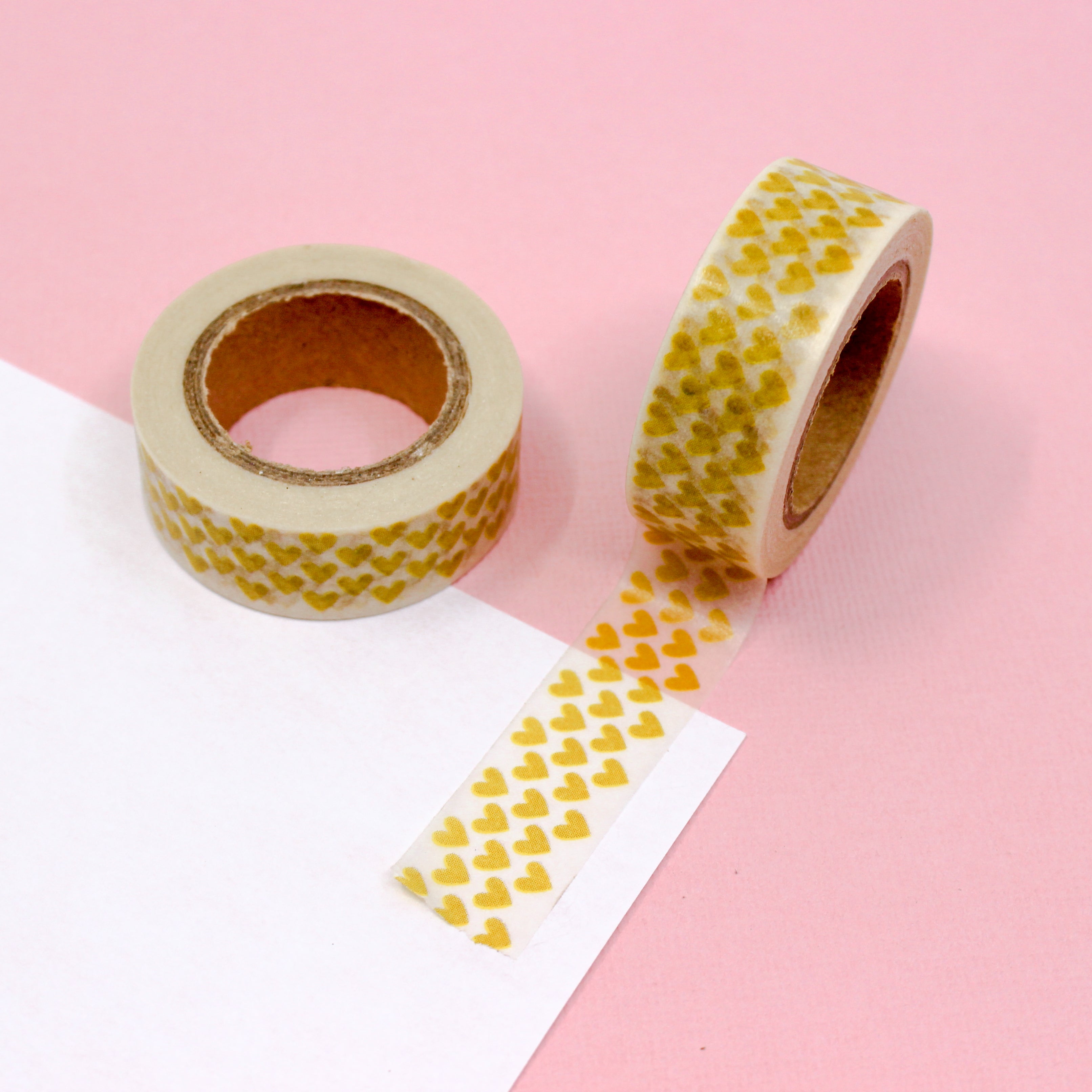 This is a yellow tiny hearts pattern Washi Tape from BBB Supplies Craft Shop
