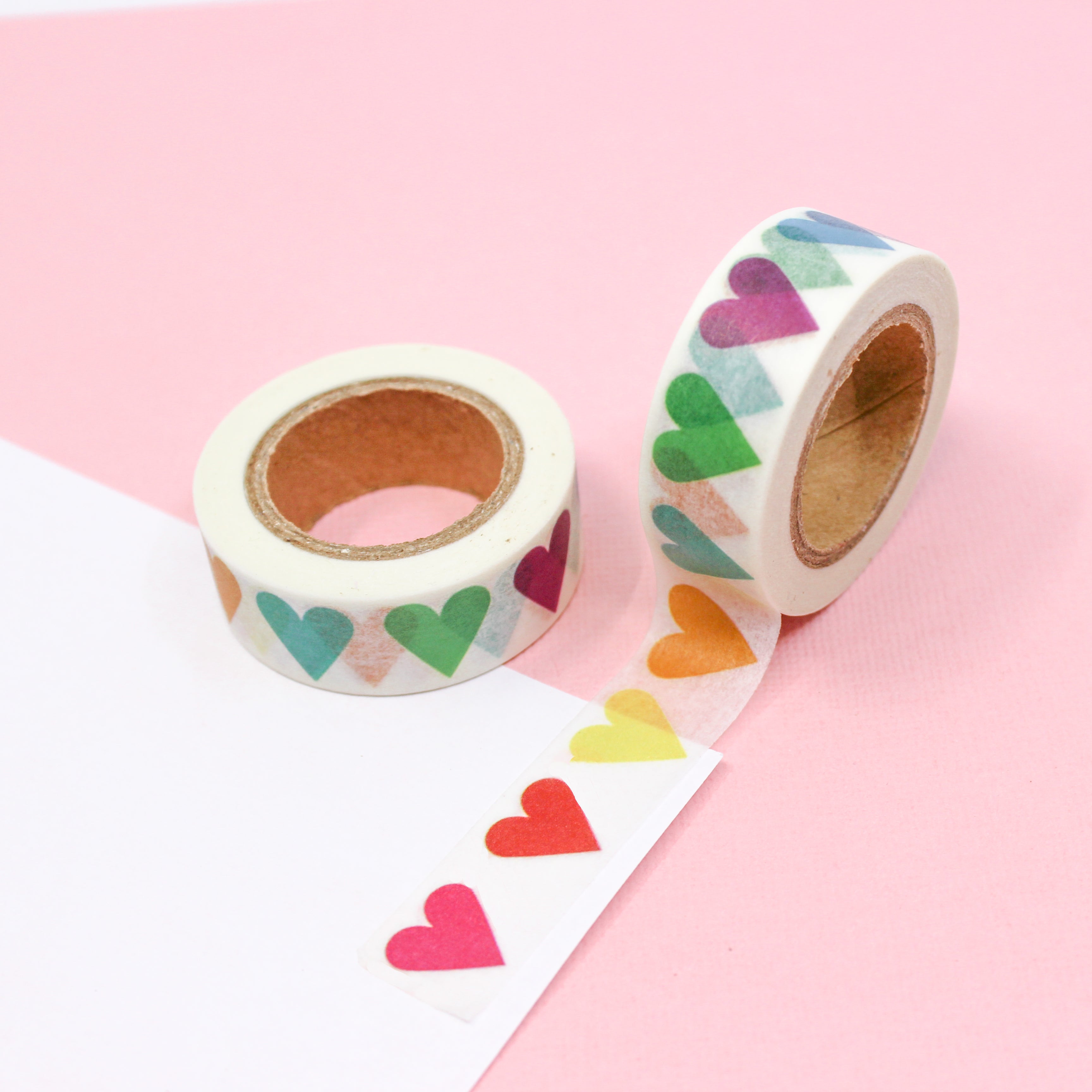 This is a colorful hearts pattern washi tape from BBB Supplies Craft Shop