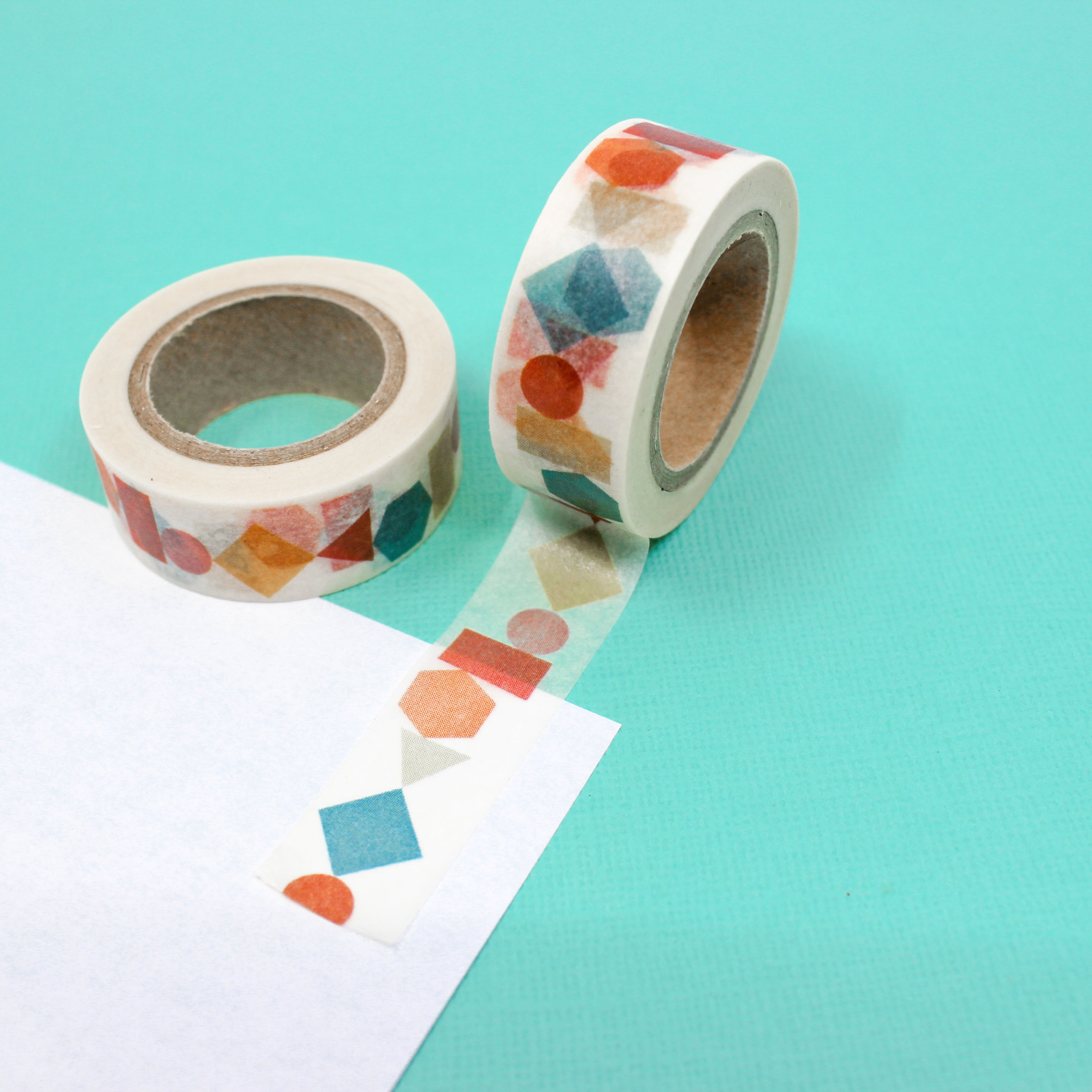 This is a colorful geometrical shapes pattern washi tape from BBB Supplies Craft Shop