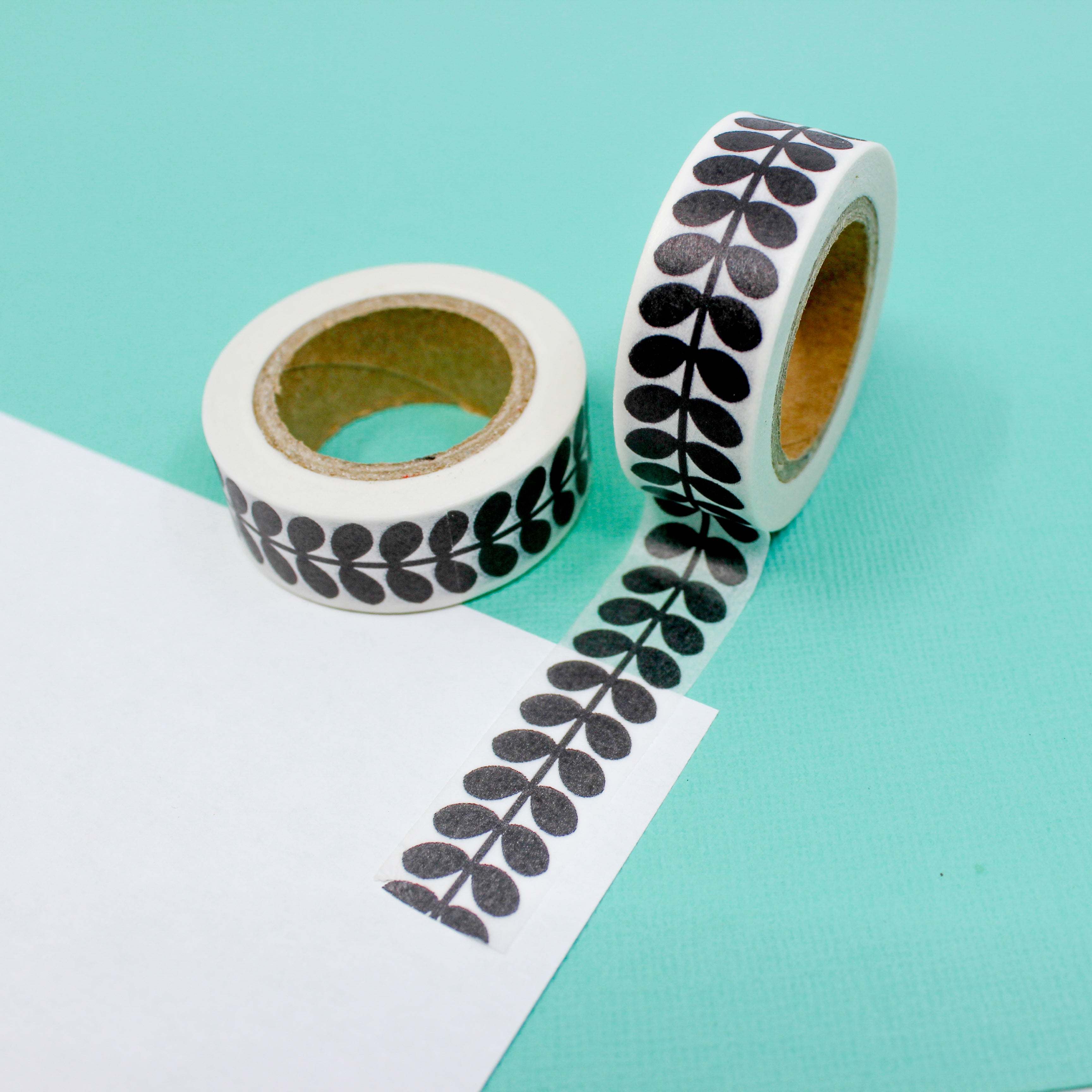 This is a black solid vines pattern washi tape from BBB Supplies Craft Shop
