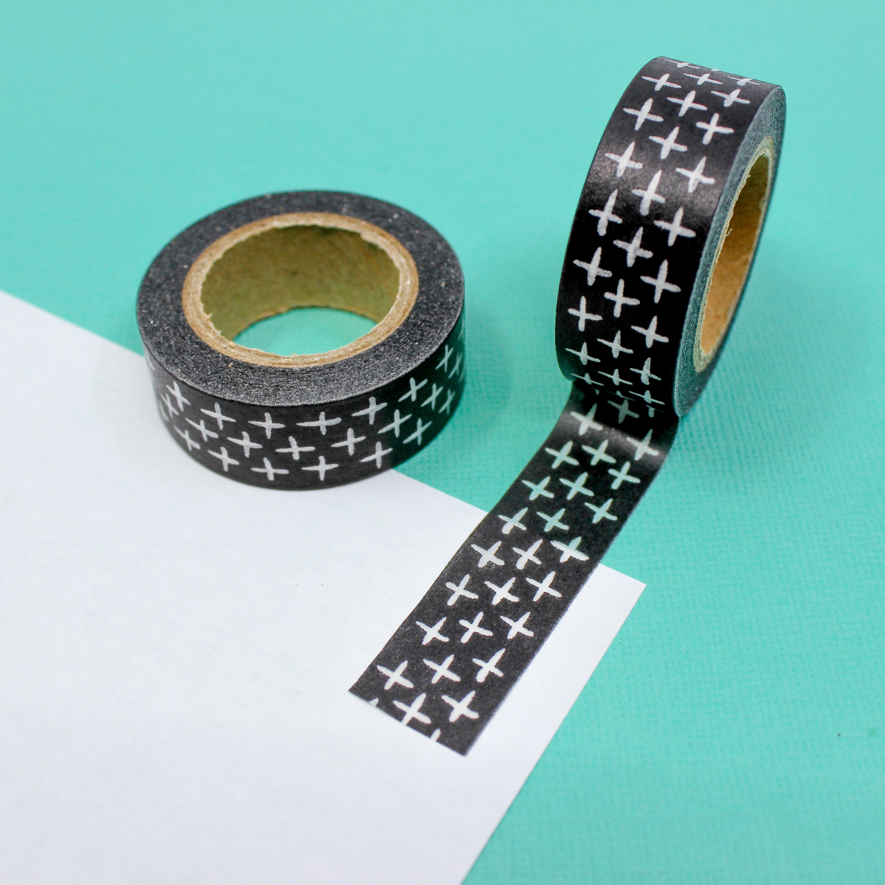 This is a black handwritten crosses washi tape from BBB Supplies Craft Shop