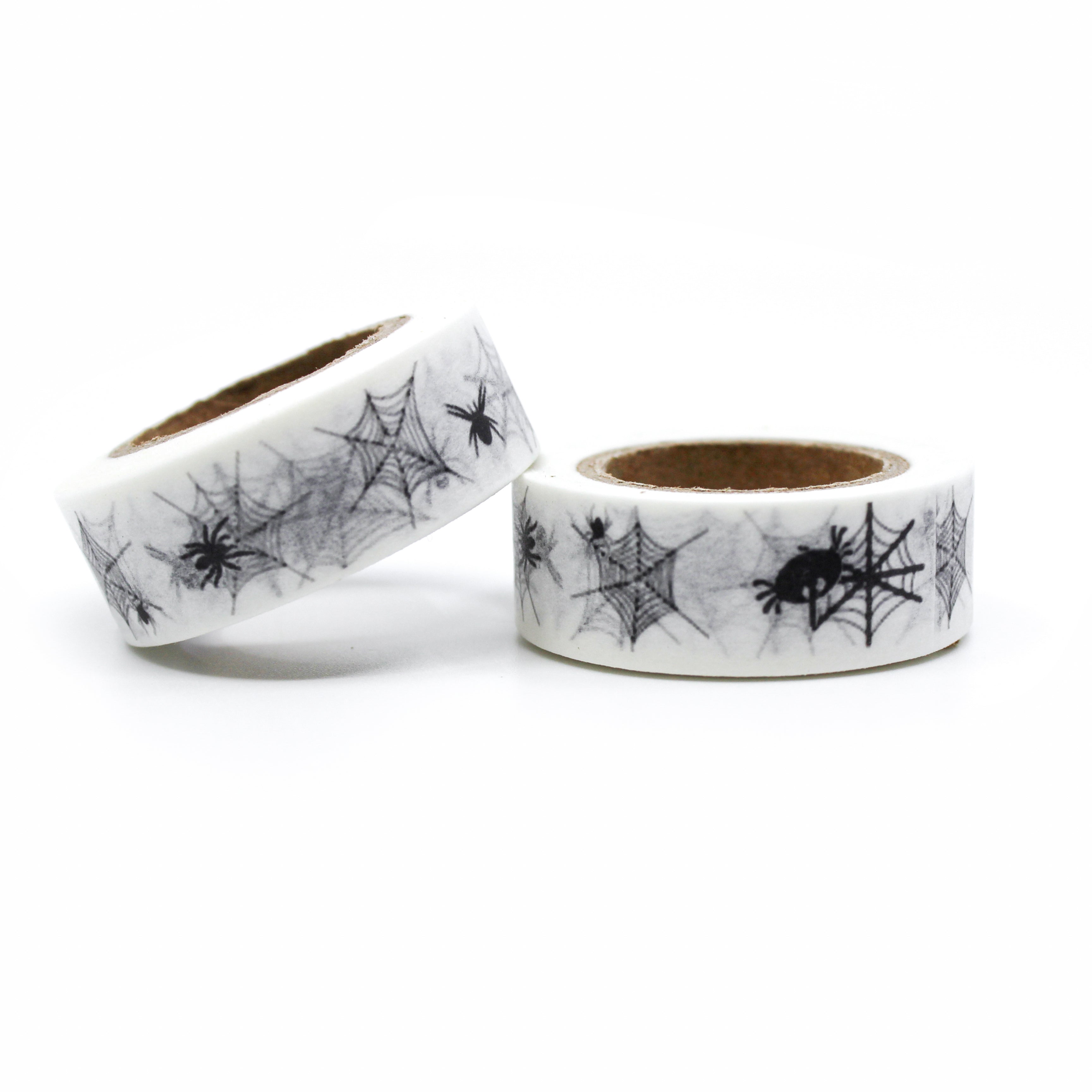 This is a collection of black and white spiders and spiderwebs for Journal Supplies, Scrapbooking washi tapes from BBB Supplies Craft Shop