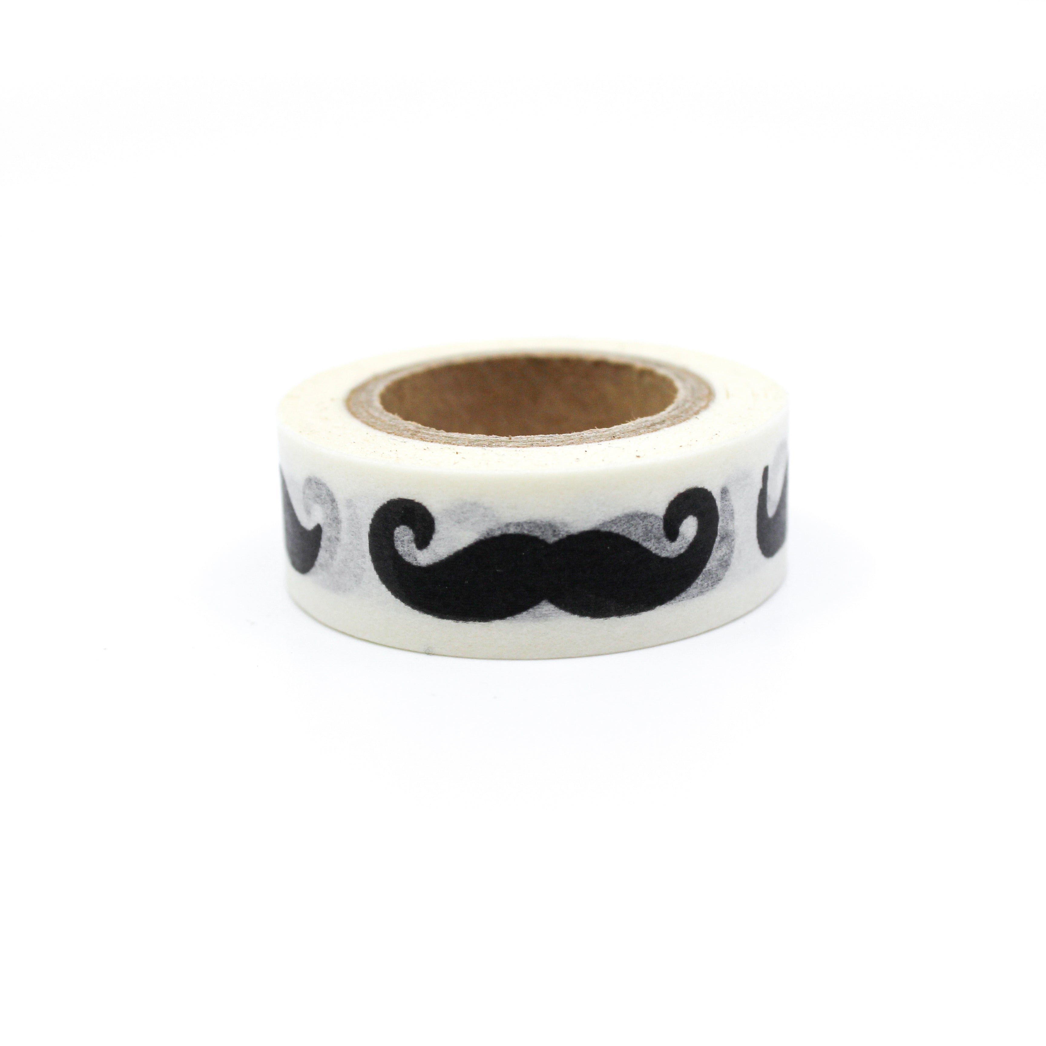 This is a black mustache in a white background washi tape from BBB Supplies Craft Shop