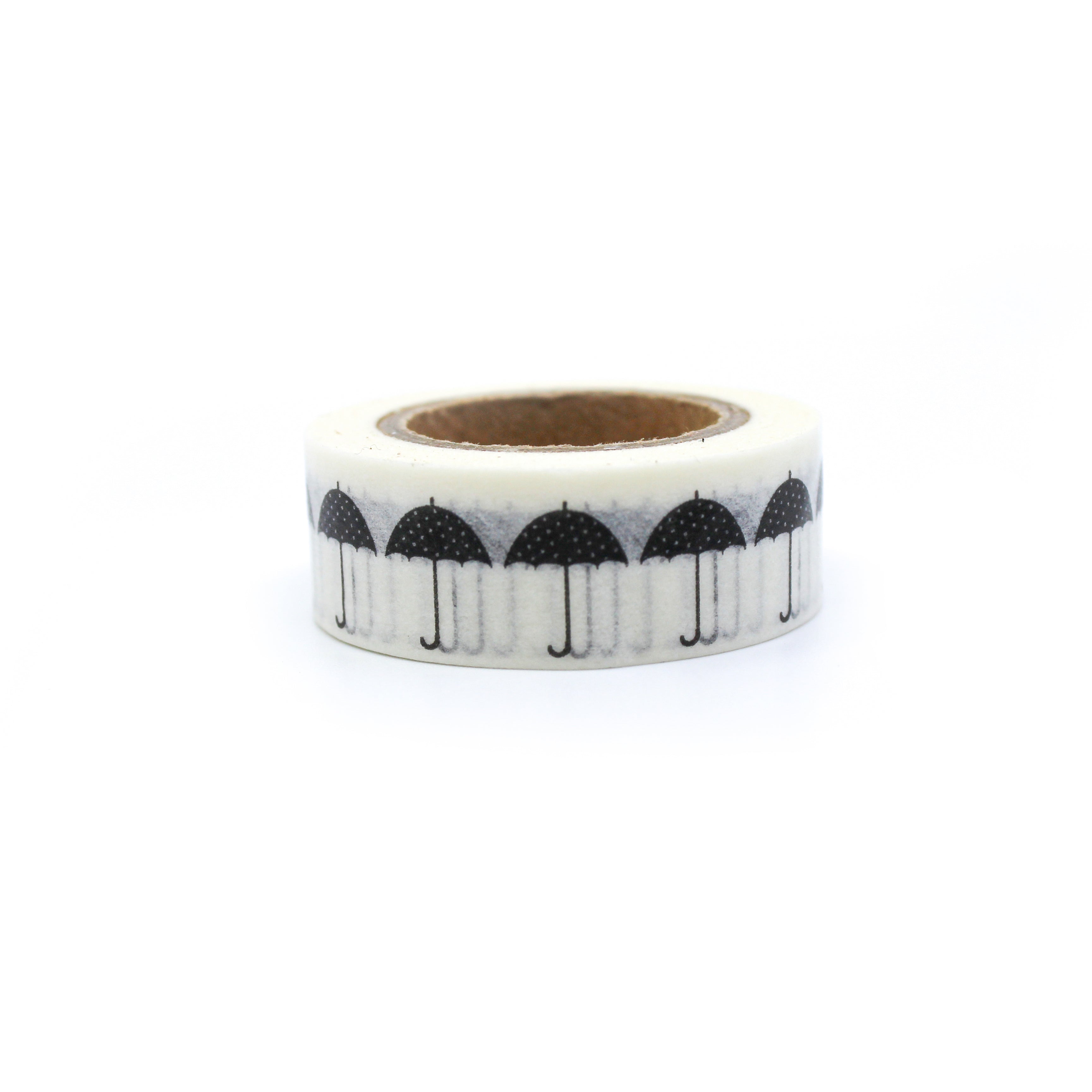 This is a black umbrella in a white background washi tape from BBB Supplies Craft Shop