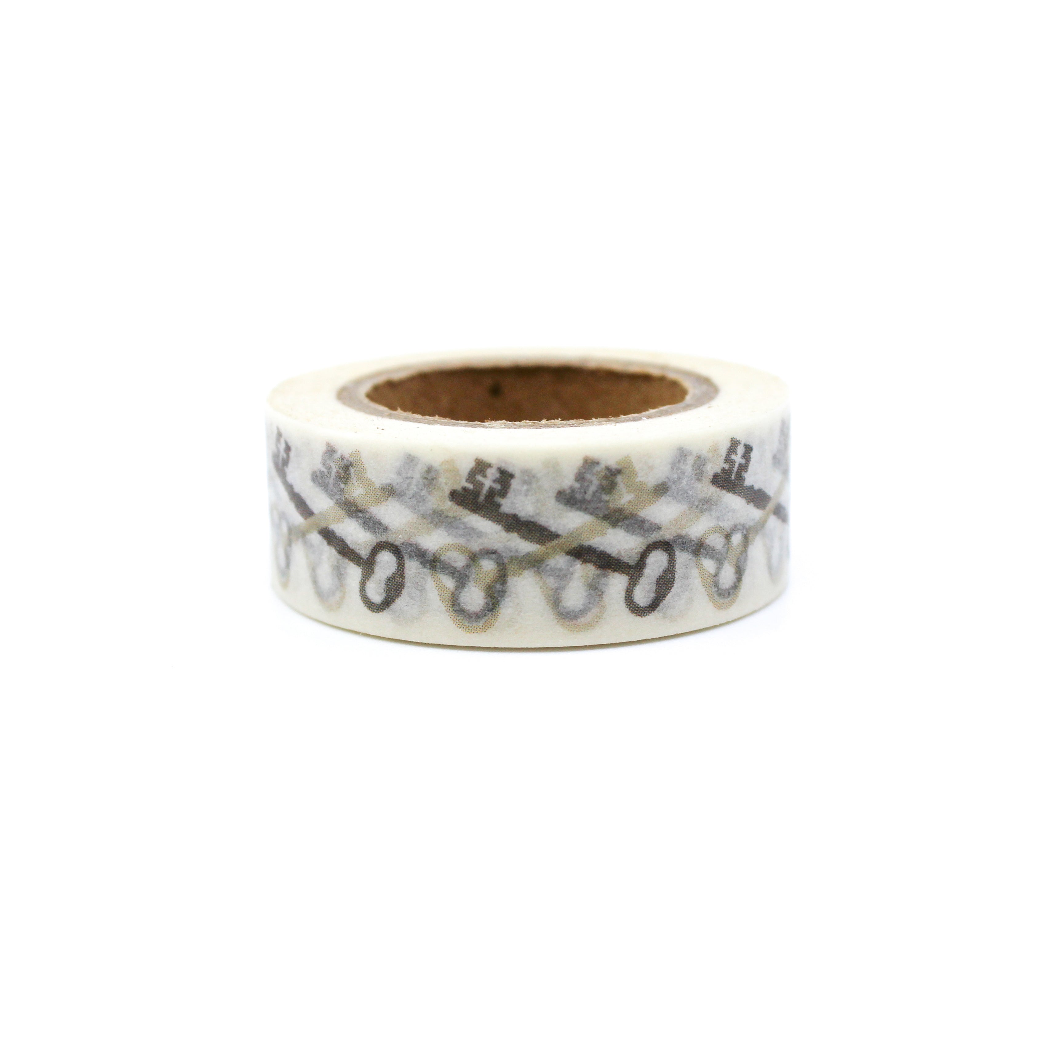 This is a cute crossed gold keys in white background washi tape from BBB Supplies Craft Shop