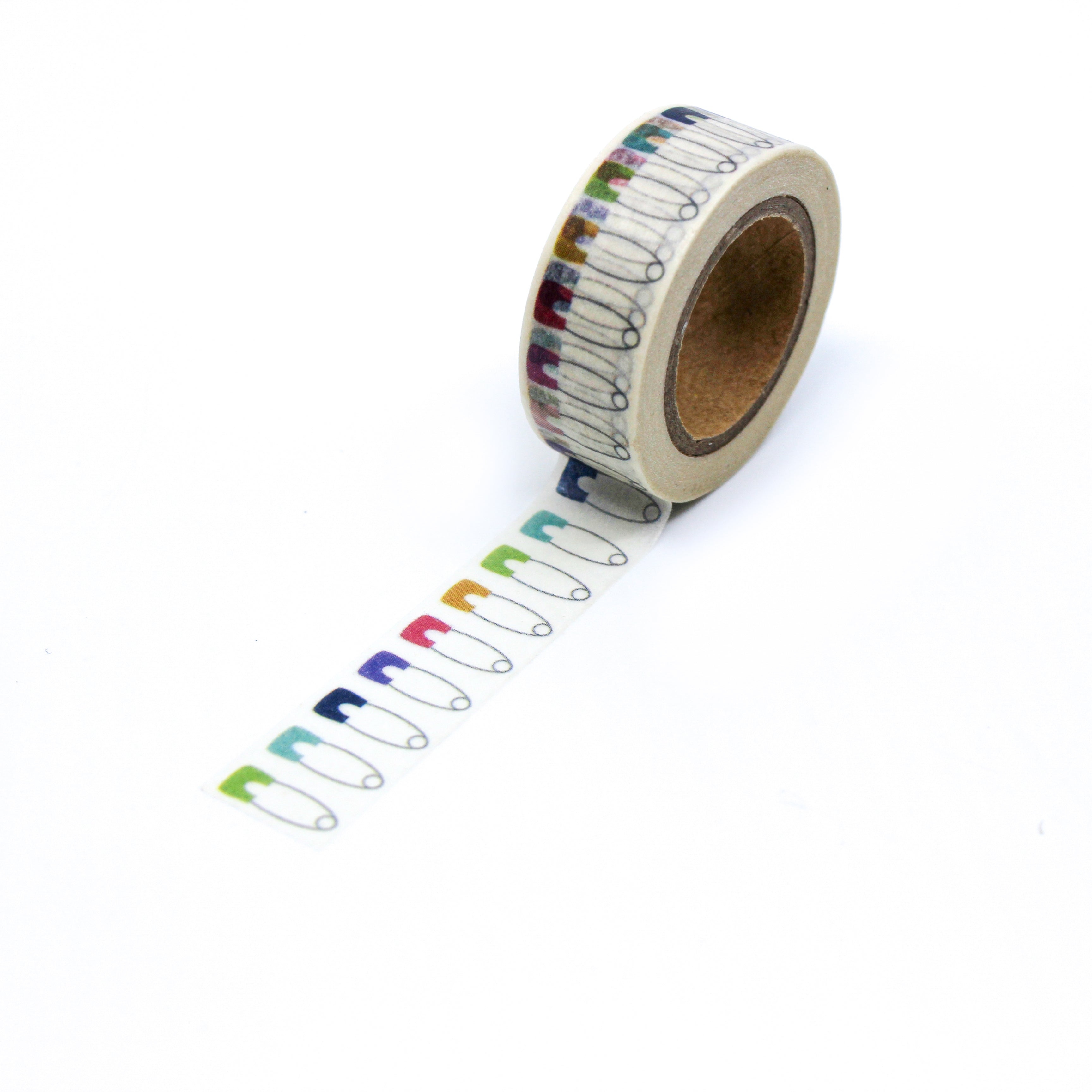 This is a full pattern repeat view of multi color baby clothes pins washi tape from BBB Supplies Craft Shop