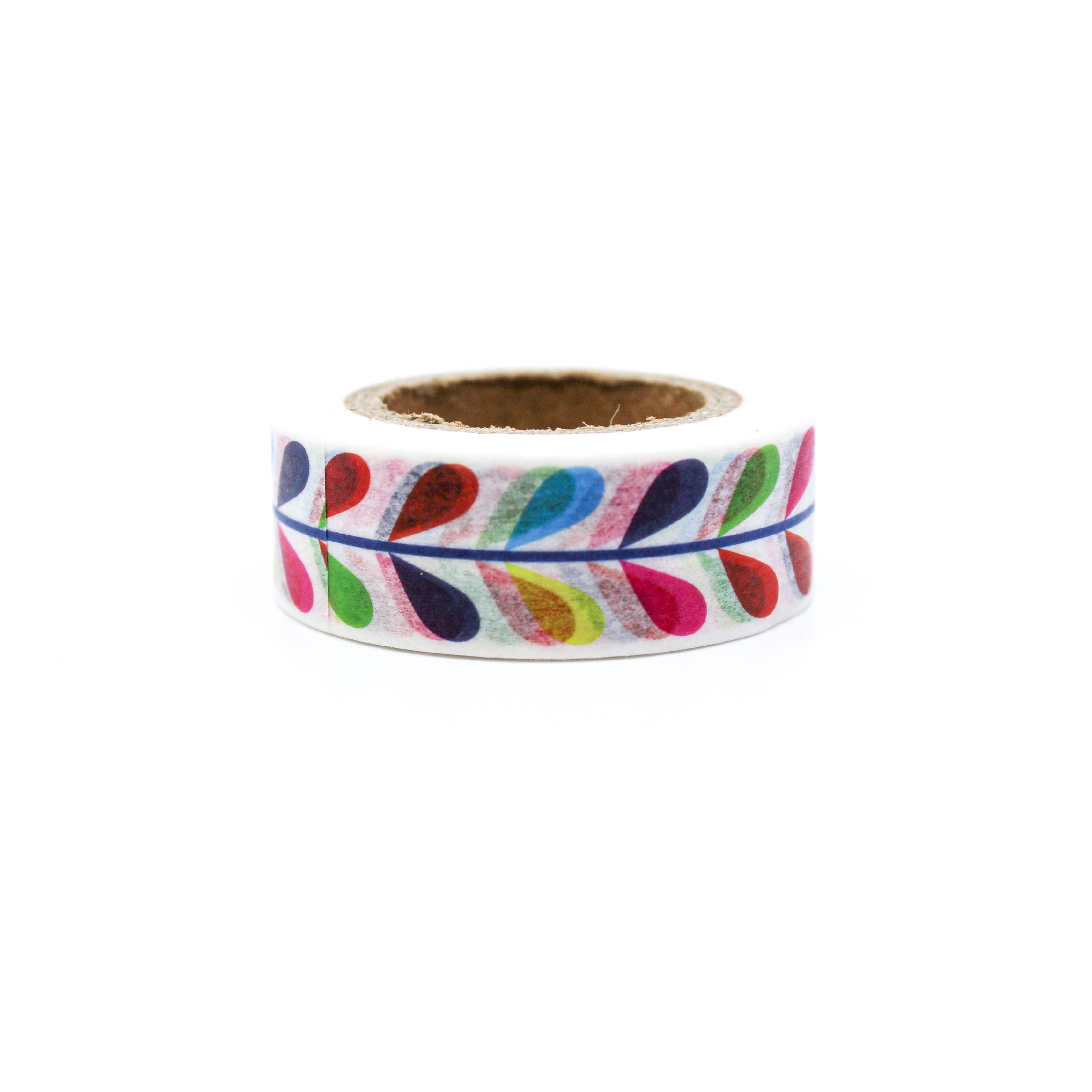 This is an variety colors of vines pattern in a white background washi tape from BBB Supplies Craft Shop