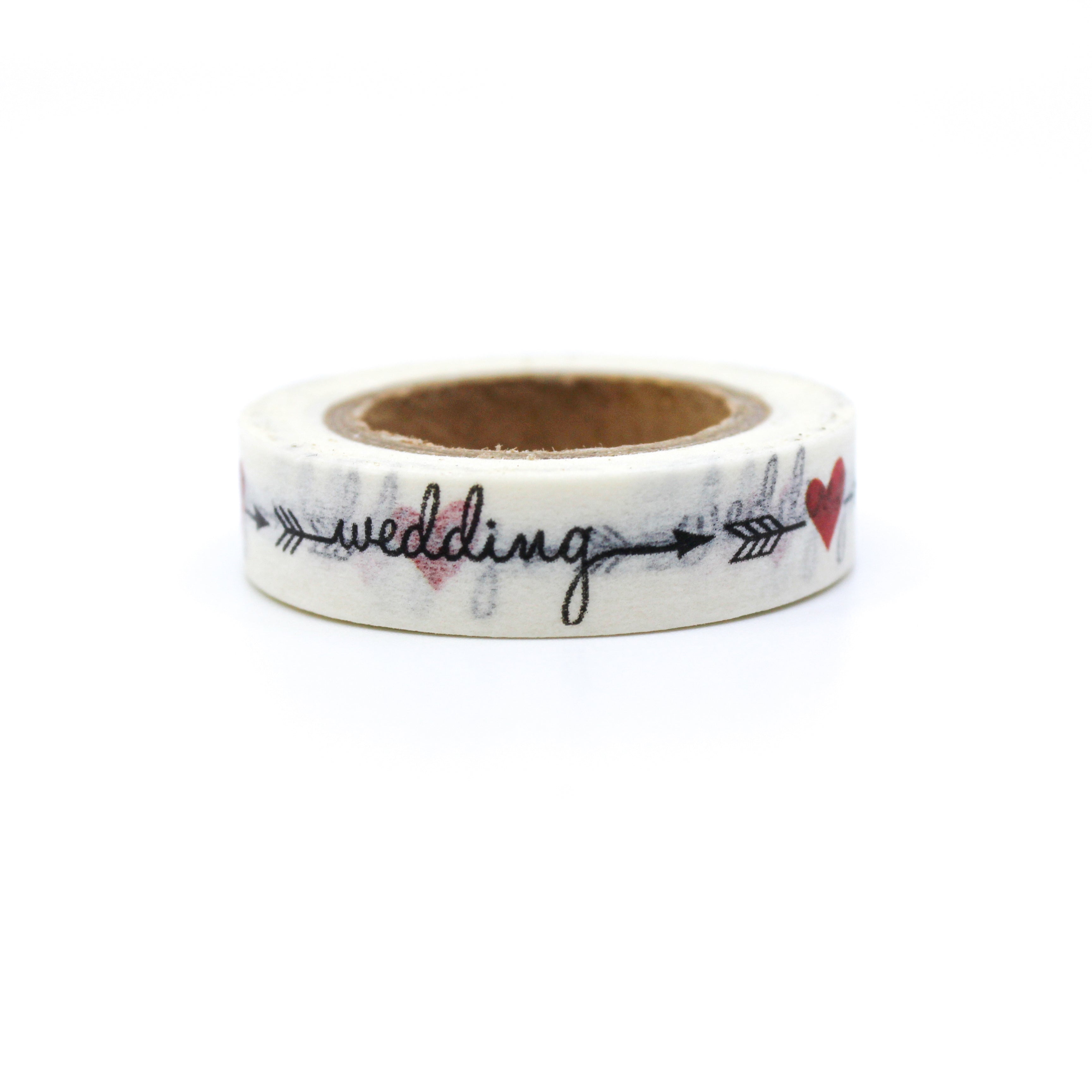 This is a wedding text in a cursive pattern with arrow and hearts washi tape from BBB Supplies Craft Shop