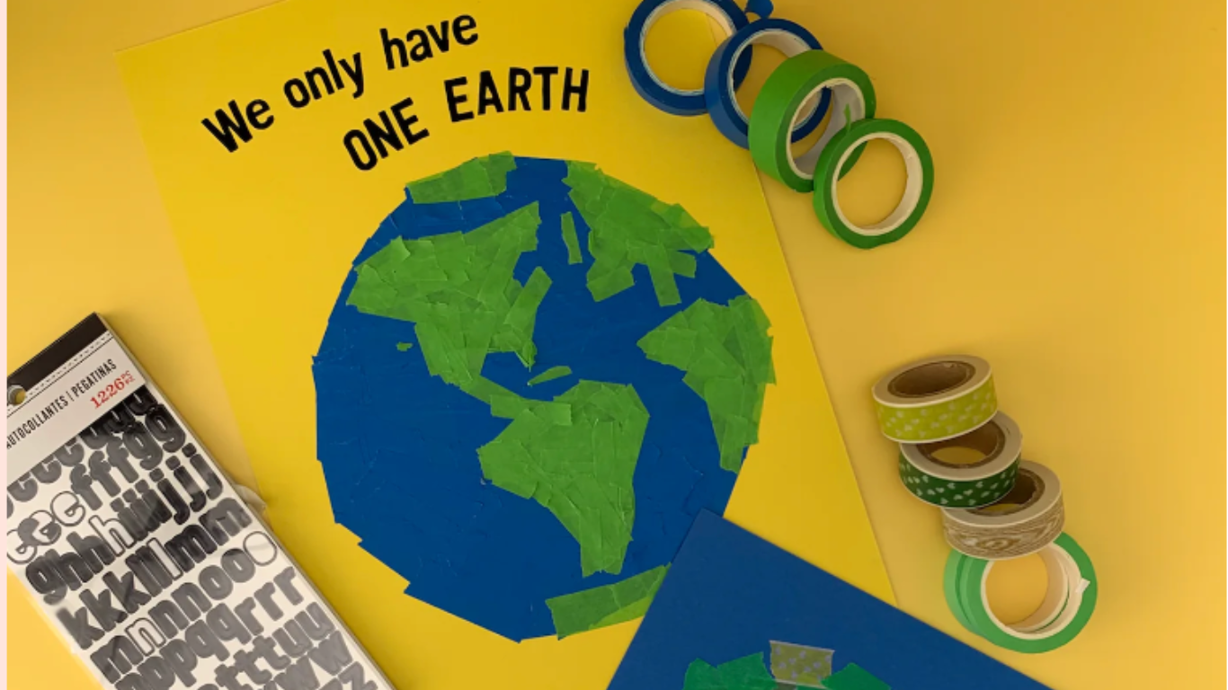 No Mess Washi Tape EARTH day Craft Project for Kids