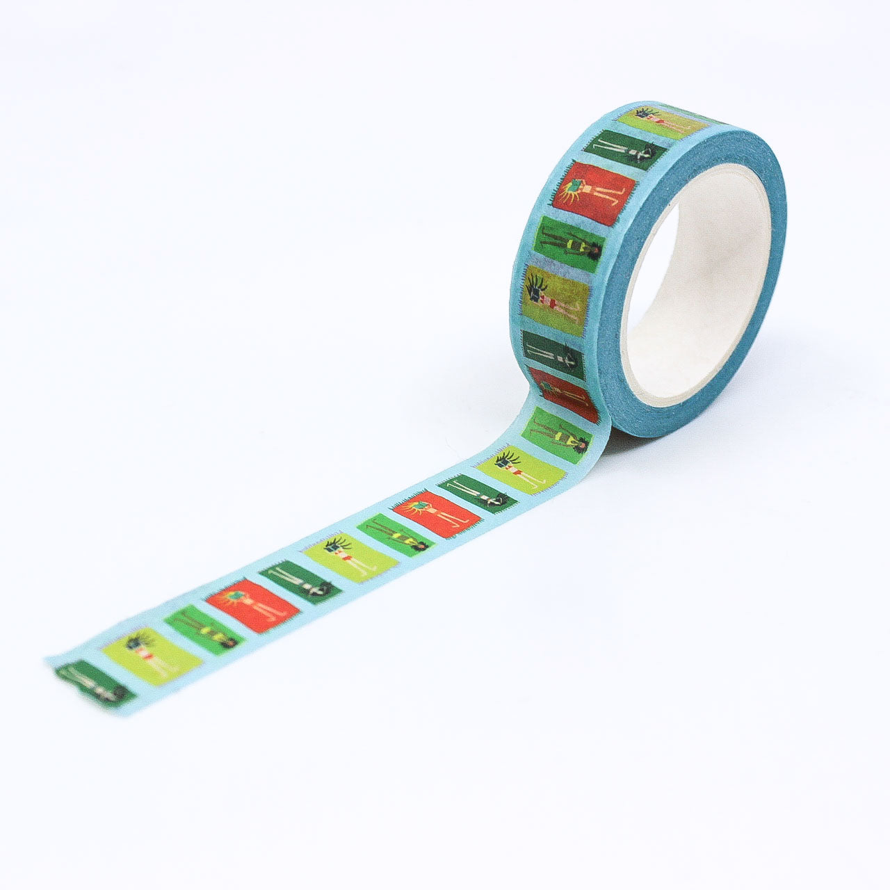Lounging people on beach with suntaning washi tape
