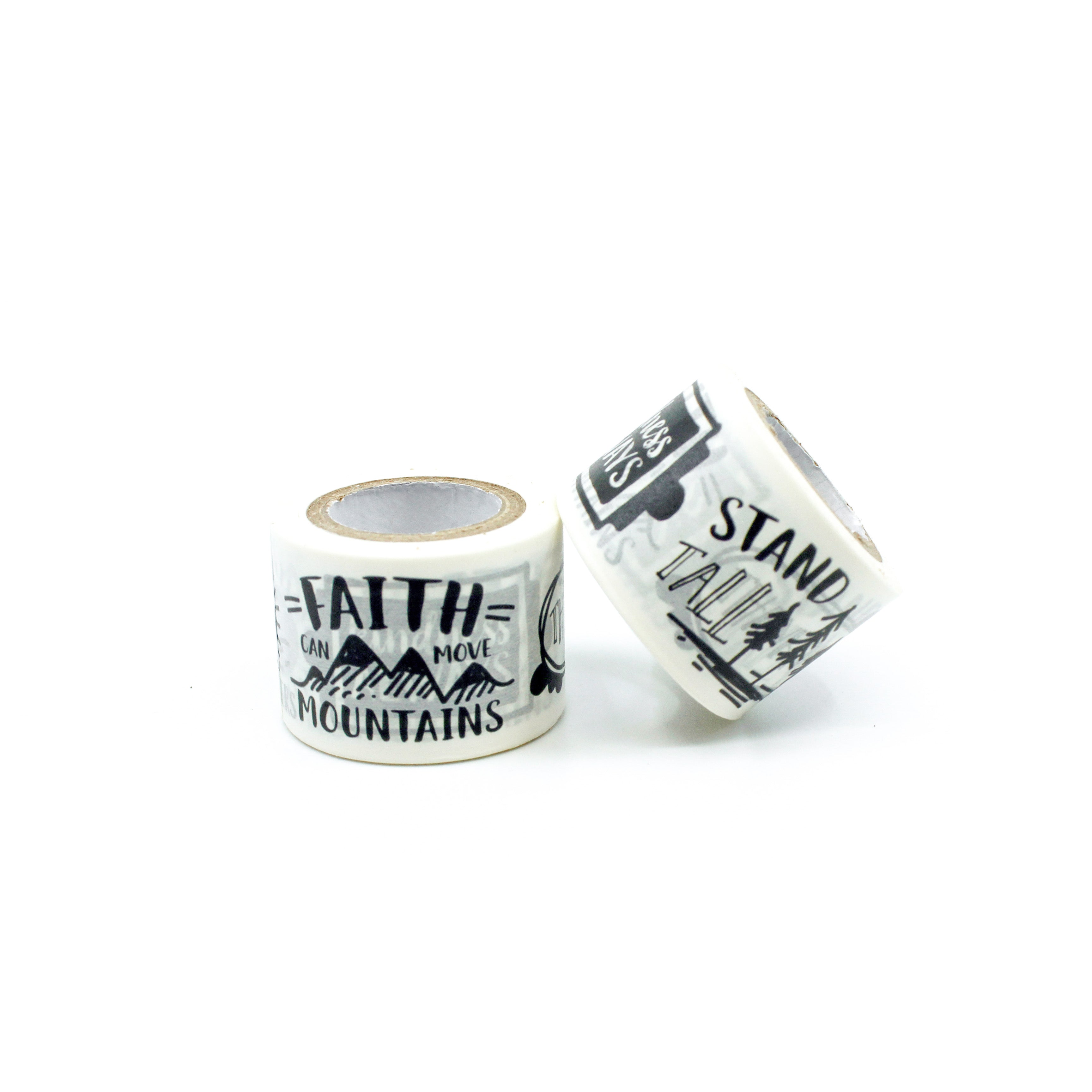Celebrate your unwavering faith with our affirmation washi tape ideal for adding a profound and motivating touch to your crafts, embodying the essence of spiritual resilience. This tape is sold at BBB Supplies Craft Shop.
